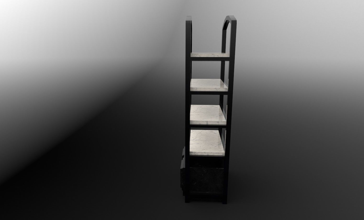 Bookcase 1 with marble shelves Low-poly 3D model_8