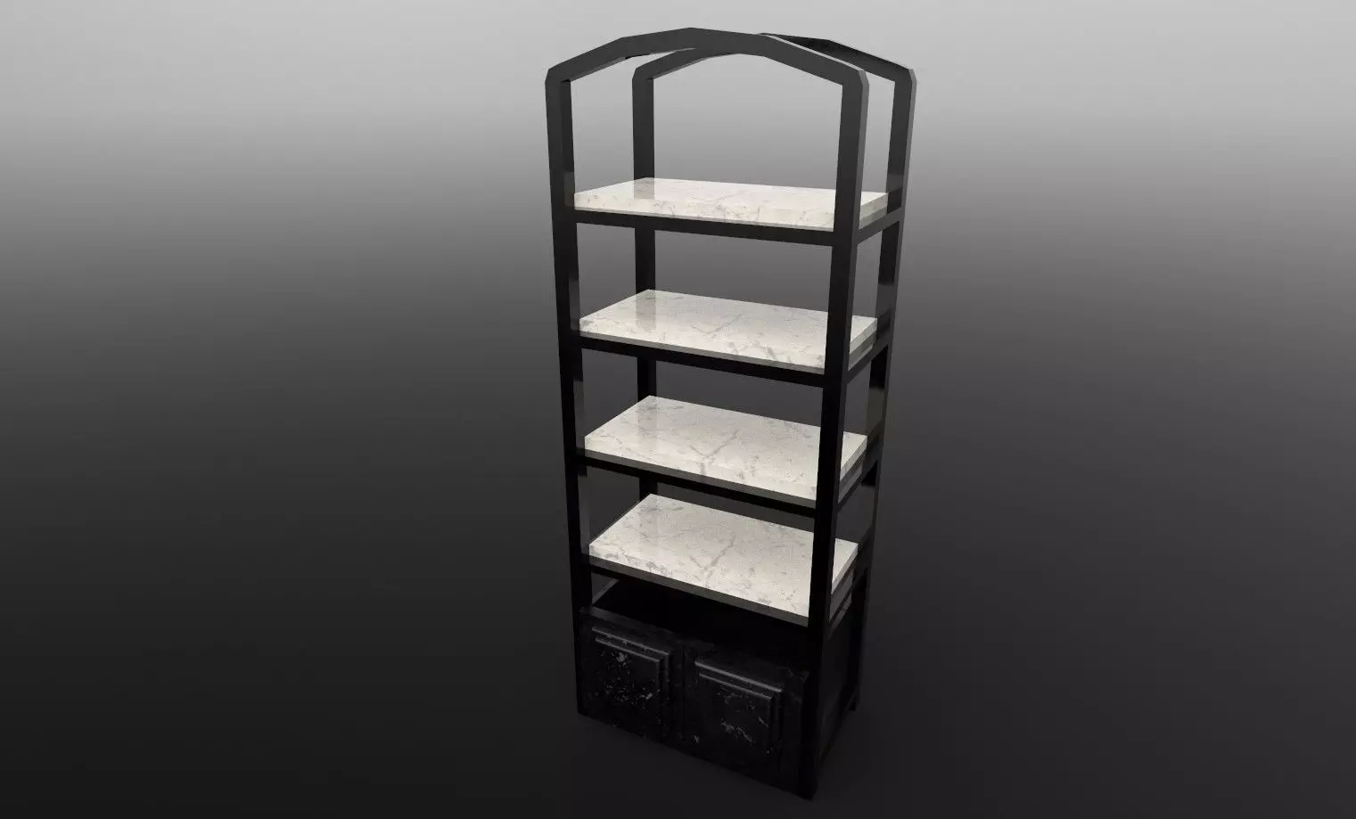 Bookcase 1 with marble shelves Low-poly 3D model_0