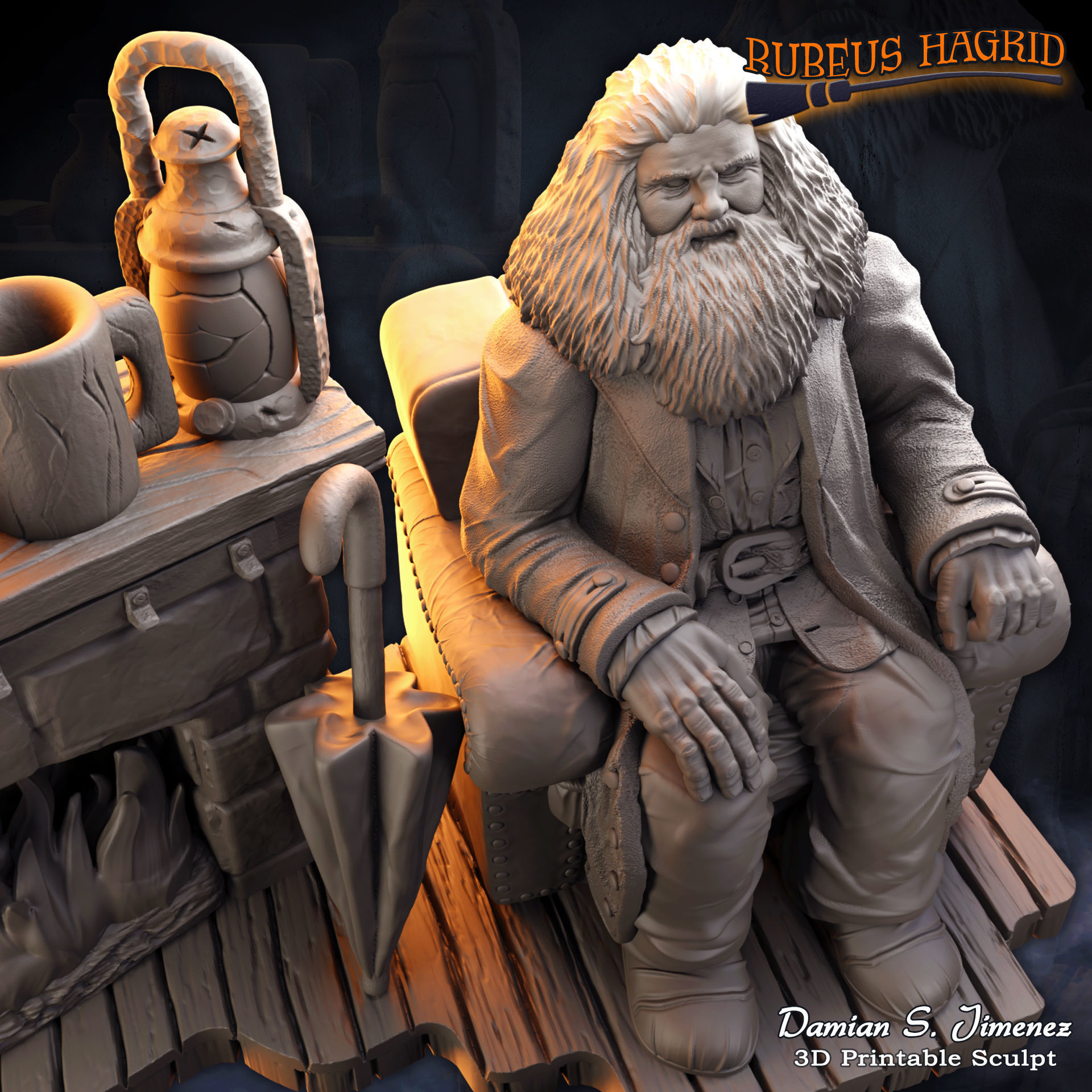 Rubeus Hagrid Harry Potter Diorama for 3D Print Hagrids Hut 3D print model_12