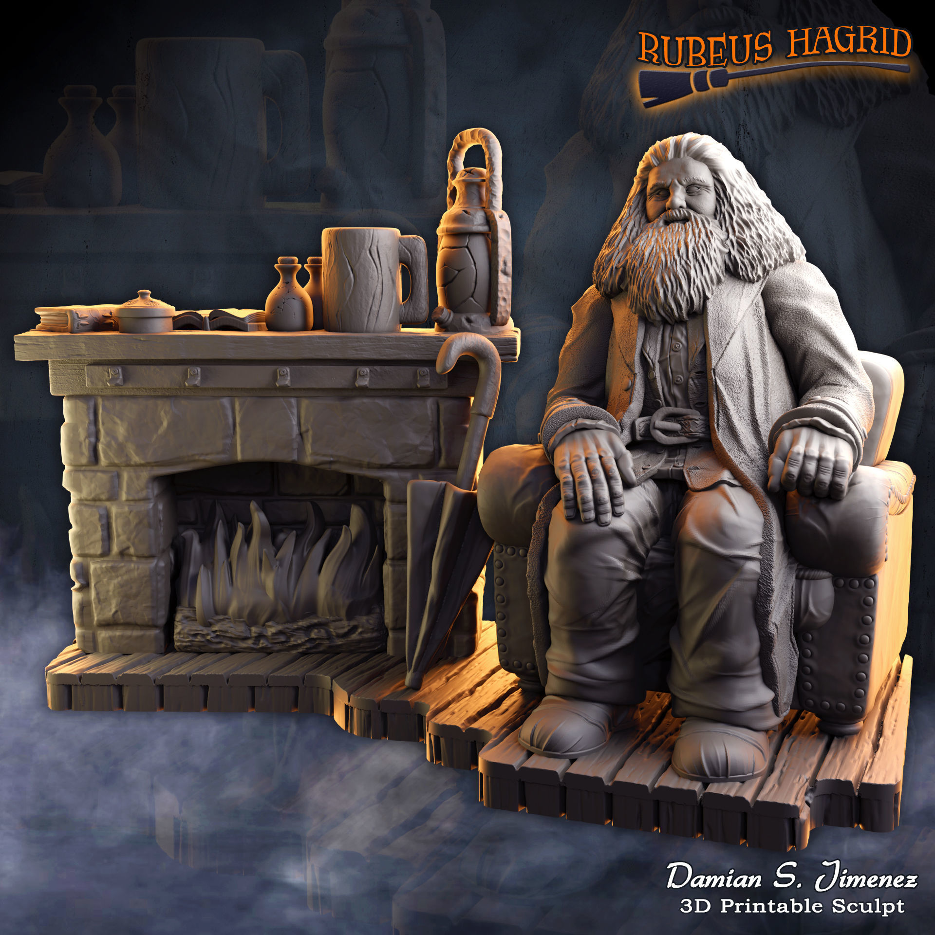 Rubeus Hagrid Harry Potter Diorama for 3D Print Hagrids Hut 3D print model_5