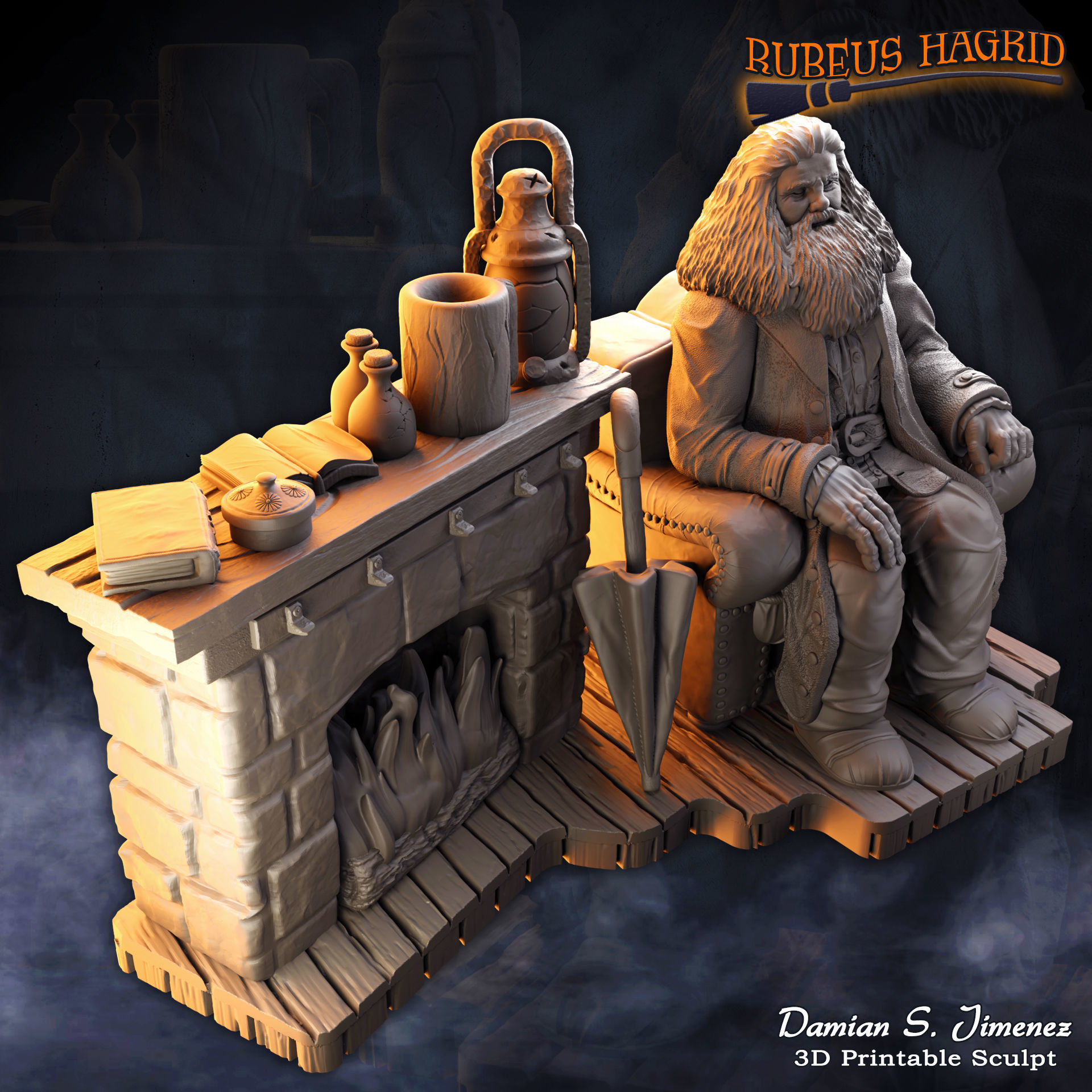 Rubeus Hagrid Harry Potter Diorama for 3D Print Hagrids Hut 3D print model_17