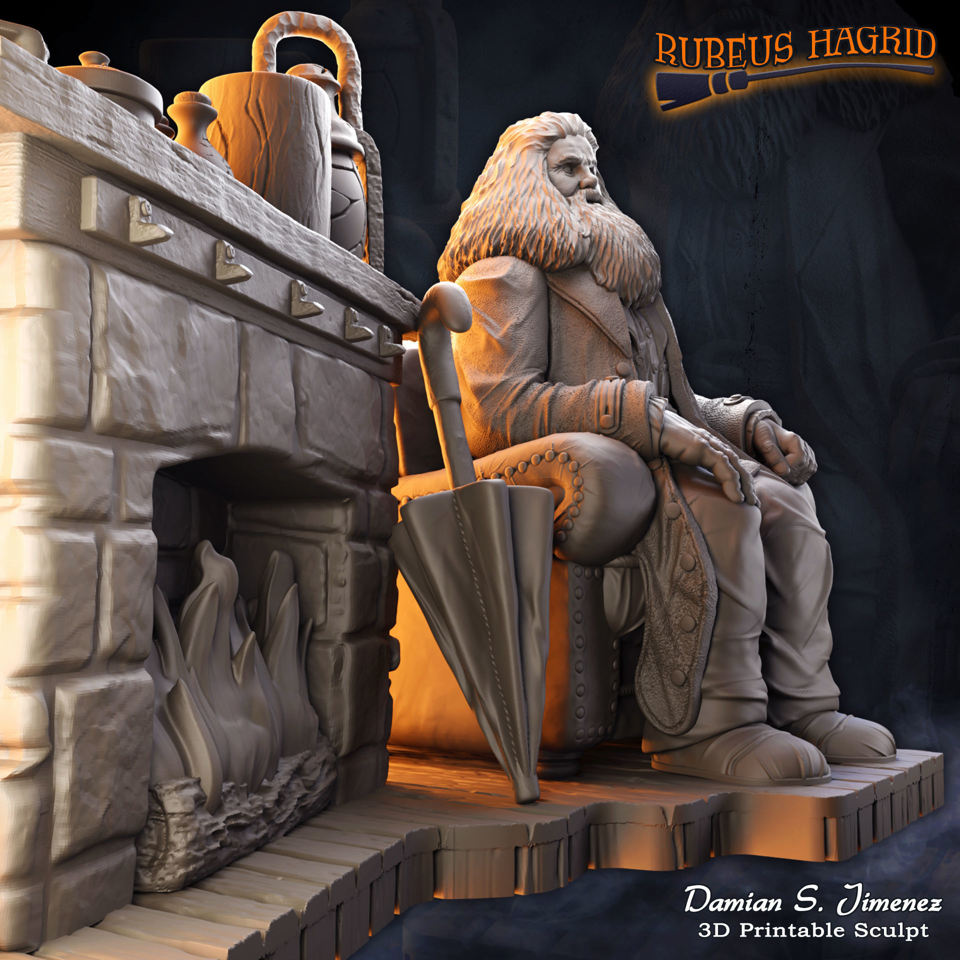 Rubeus Hagrid Harry Potter Diorama for 3D Print Hagrids Hut 3D print model_13