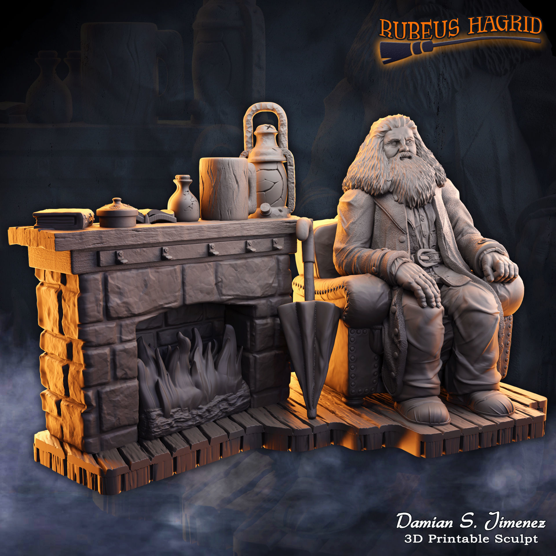 Rubeus Hagrid Harry Potter Diorama for 3D Print Hagrids Hut 3D print model_3
