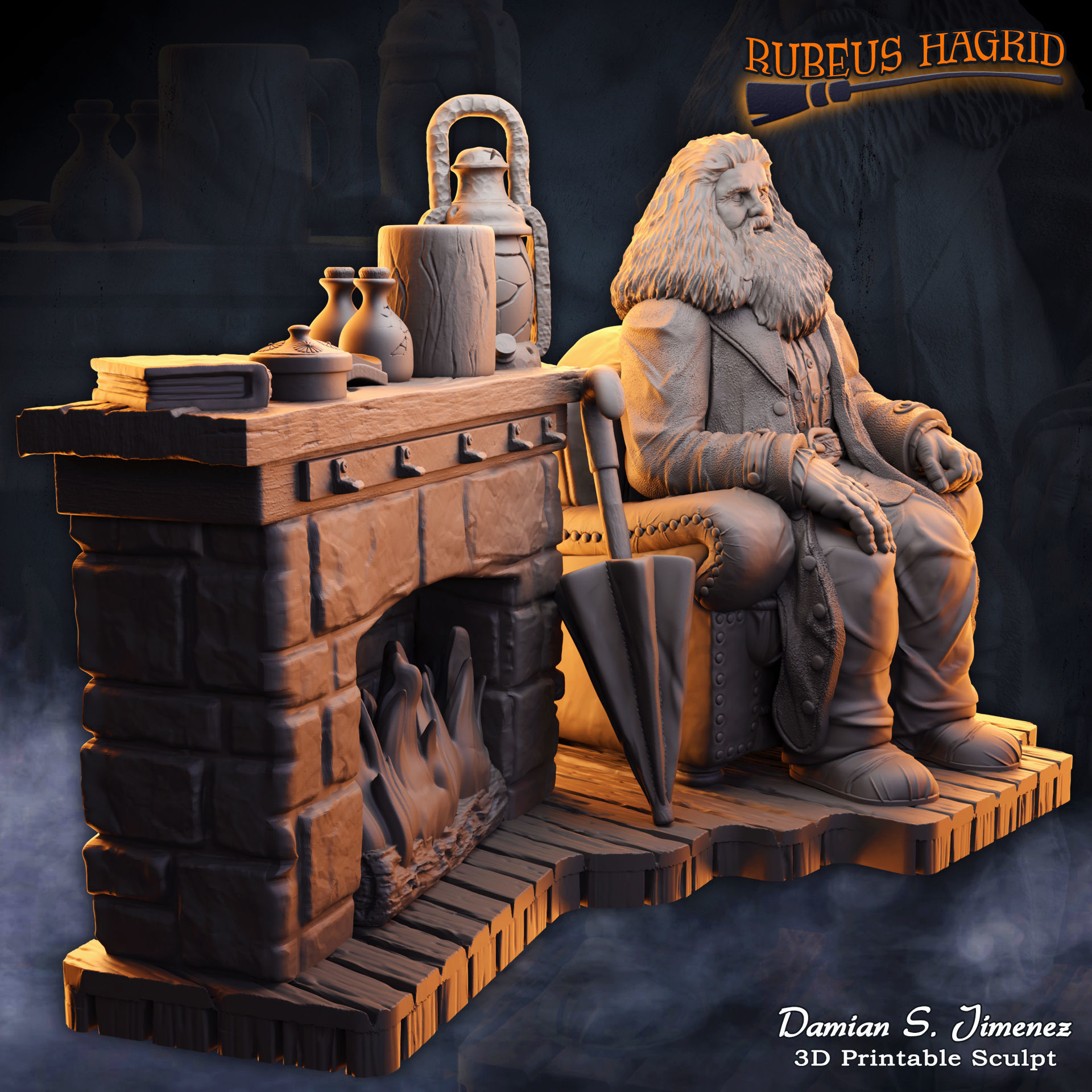 Rubeus Hagrid Harry Potter Diorama for 3D Print Hagrids Hut 3D print model_2