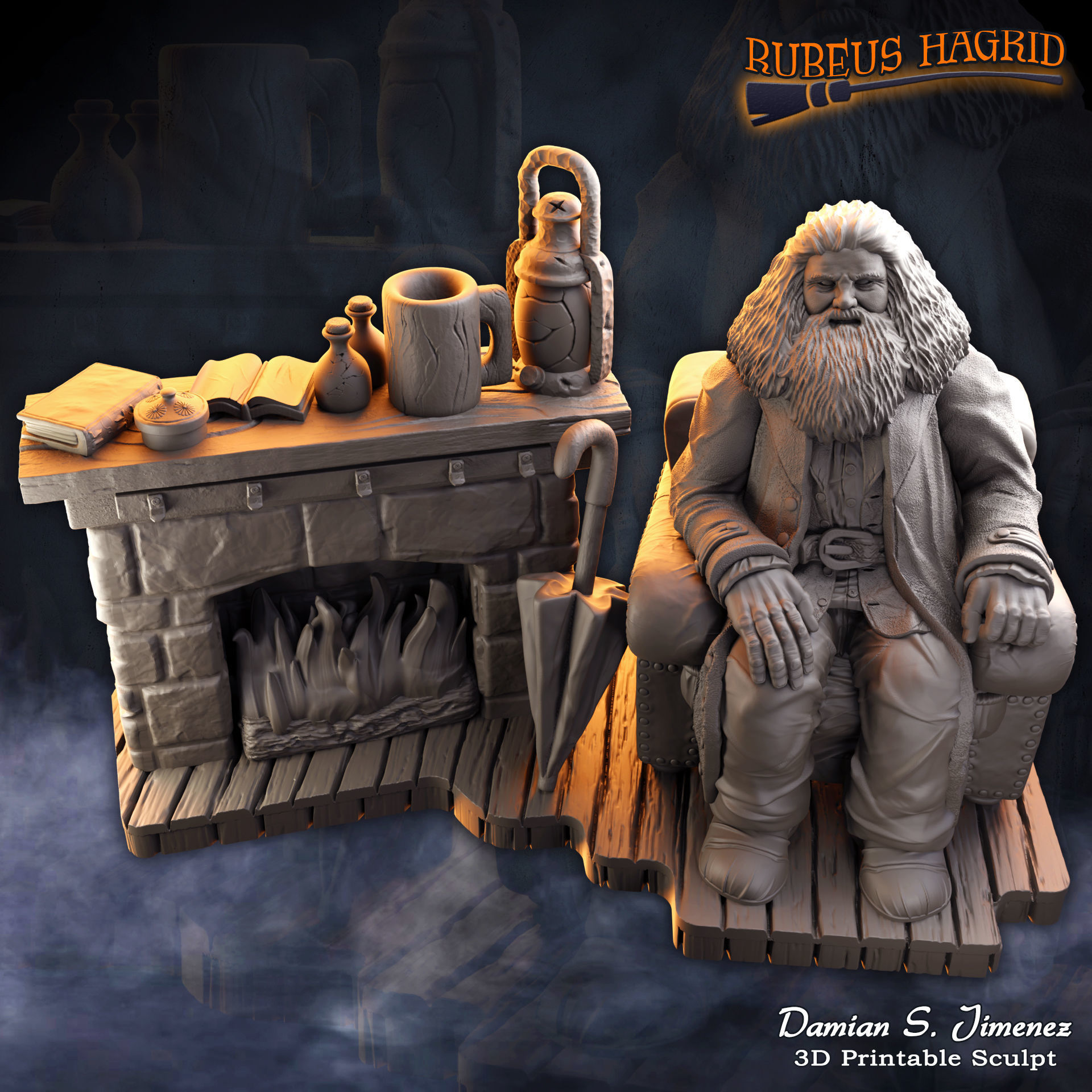 Rubeus Hagrid Harry Potter Diorama for 3D Print Hagrids Hut 3D print model_18