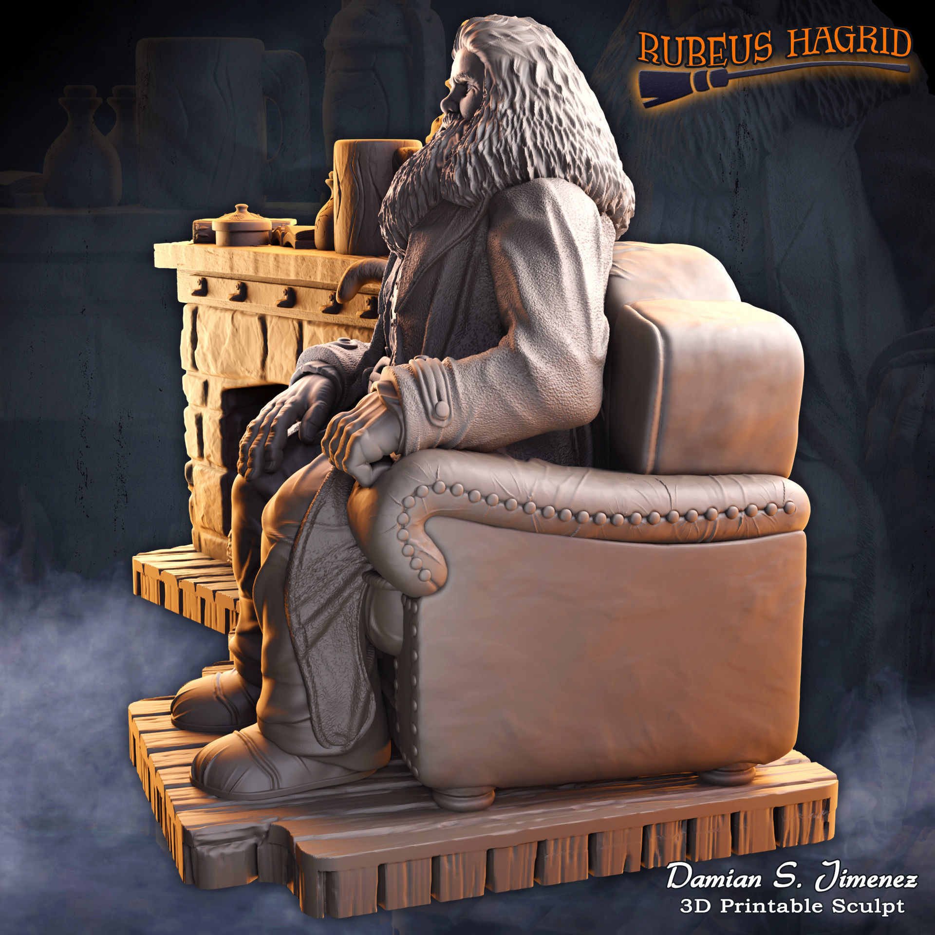 Rubeus Hagrid Harry Potter Diorama for 3D Print Hagrids Hut 3D print model_6