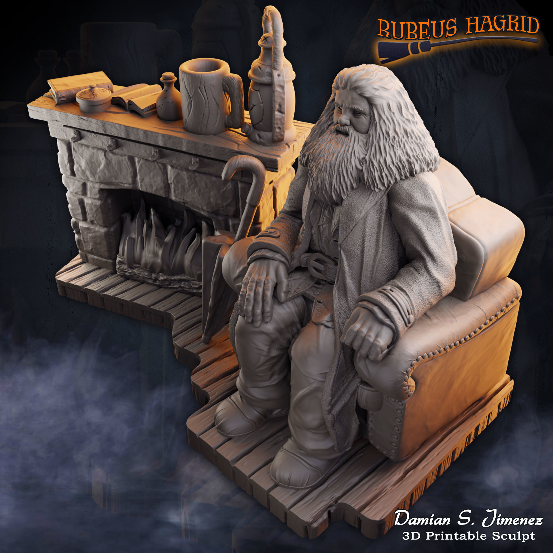 Rubeus Hagrid Harry Potter Diorama for 3D Print Hagrids Hut 3D print model_16