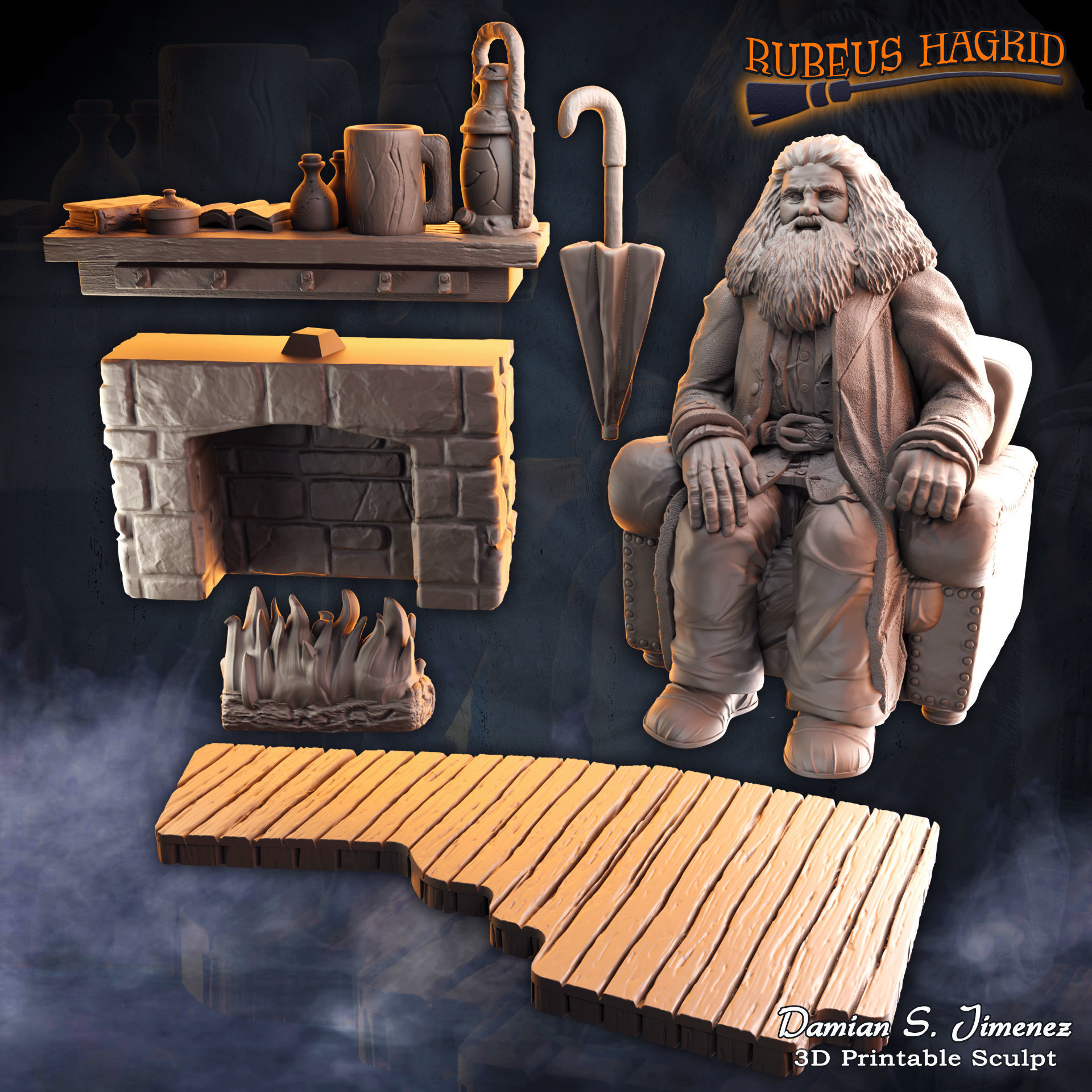 Rubeus Hagrid Harry Potter Diorama for 3D Print Hagrids Hut 3D print model_19