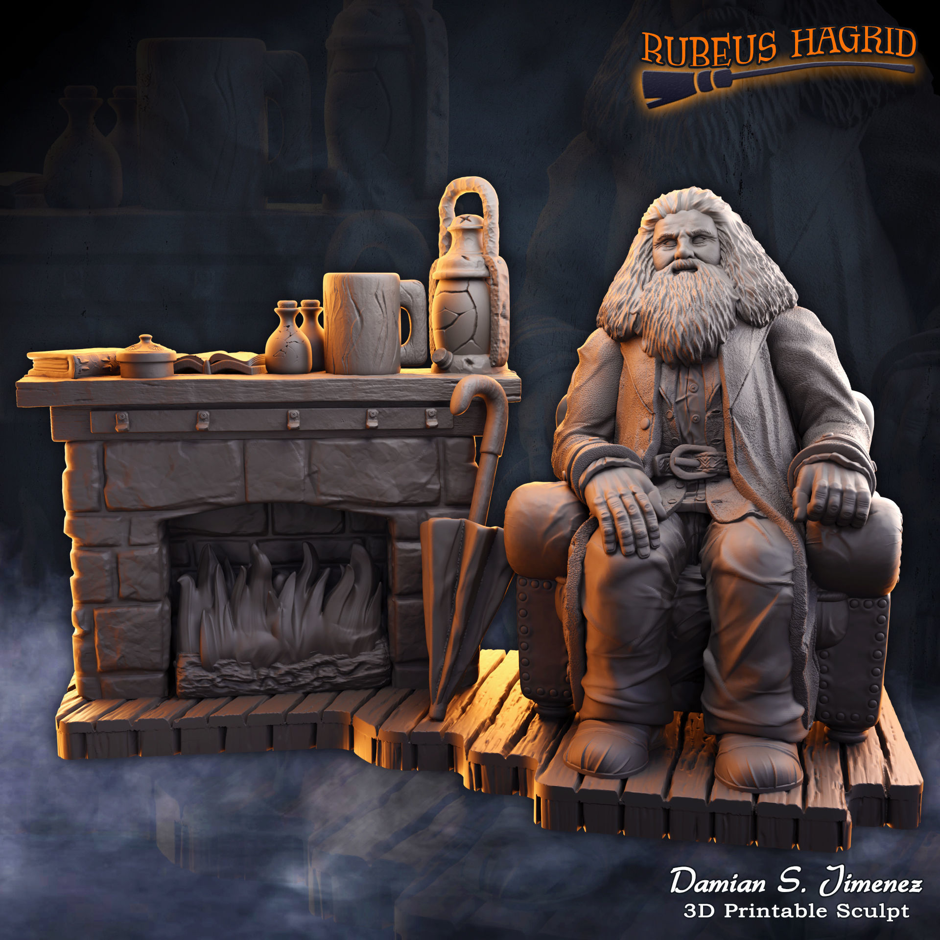 Rubeus Hagrid Harry Potter Diorama for 3D Print Hagrids Hut 3D print model_4