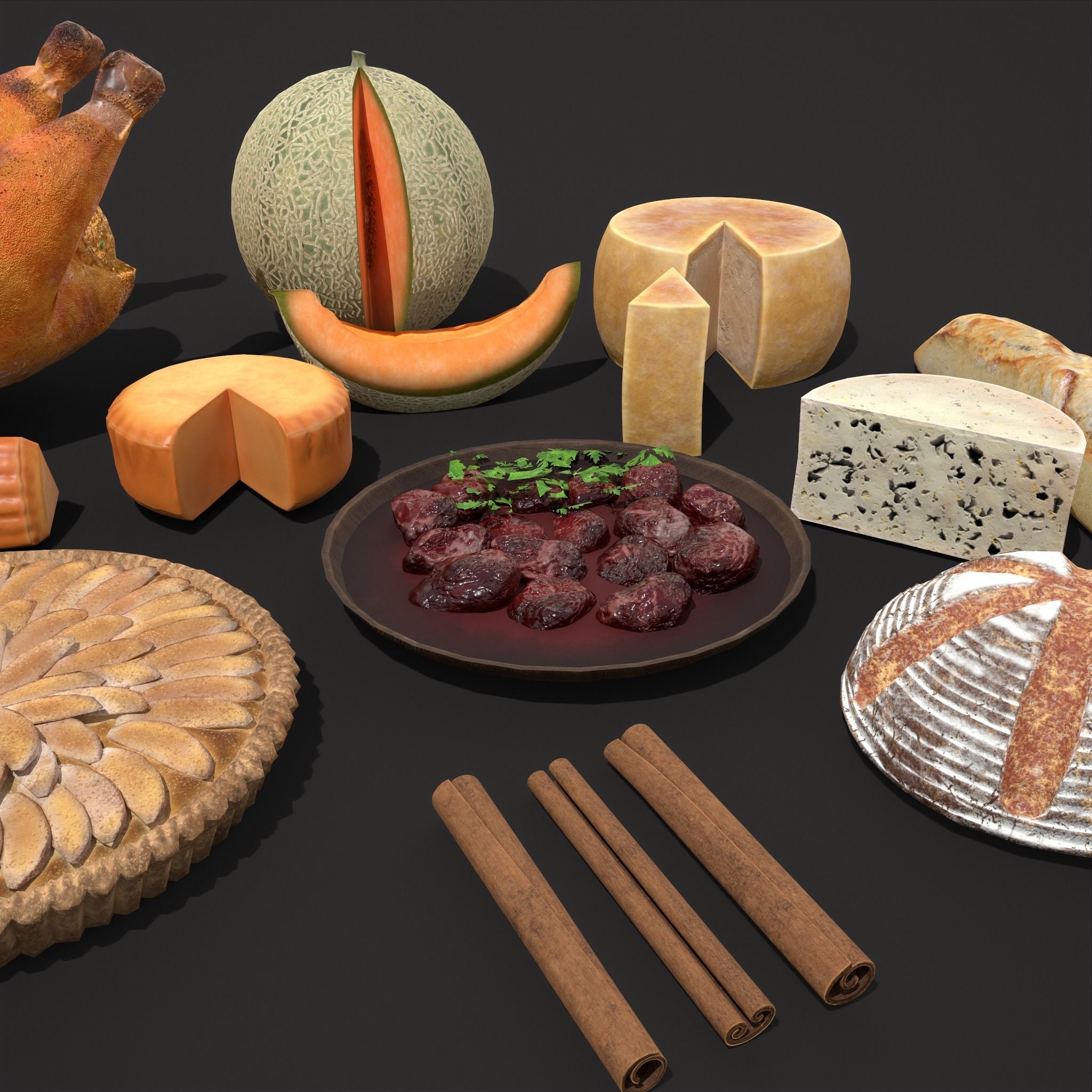 Medieval Foods Mix Two 3D Model Collection_11