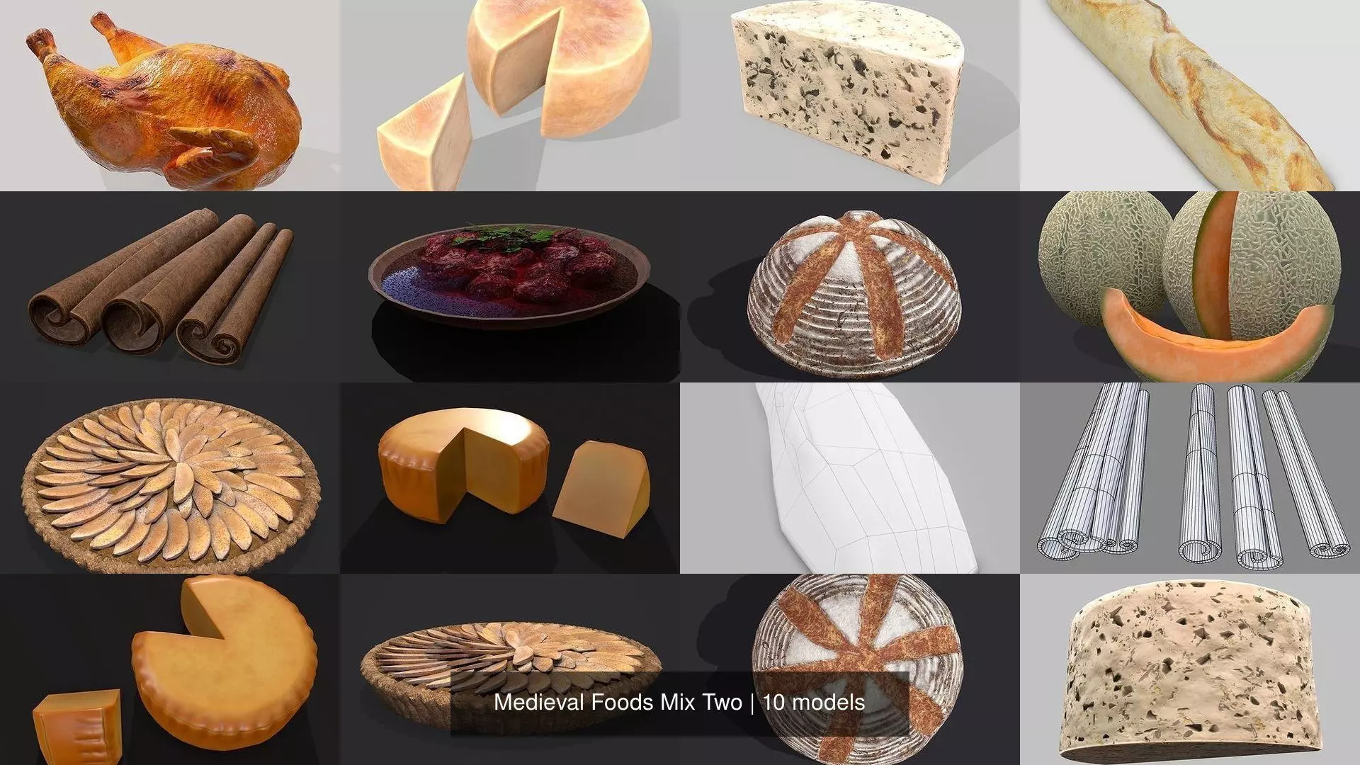 Medieval Foods Mix Two 3D Model Collection_1