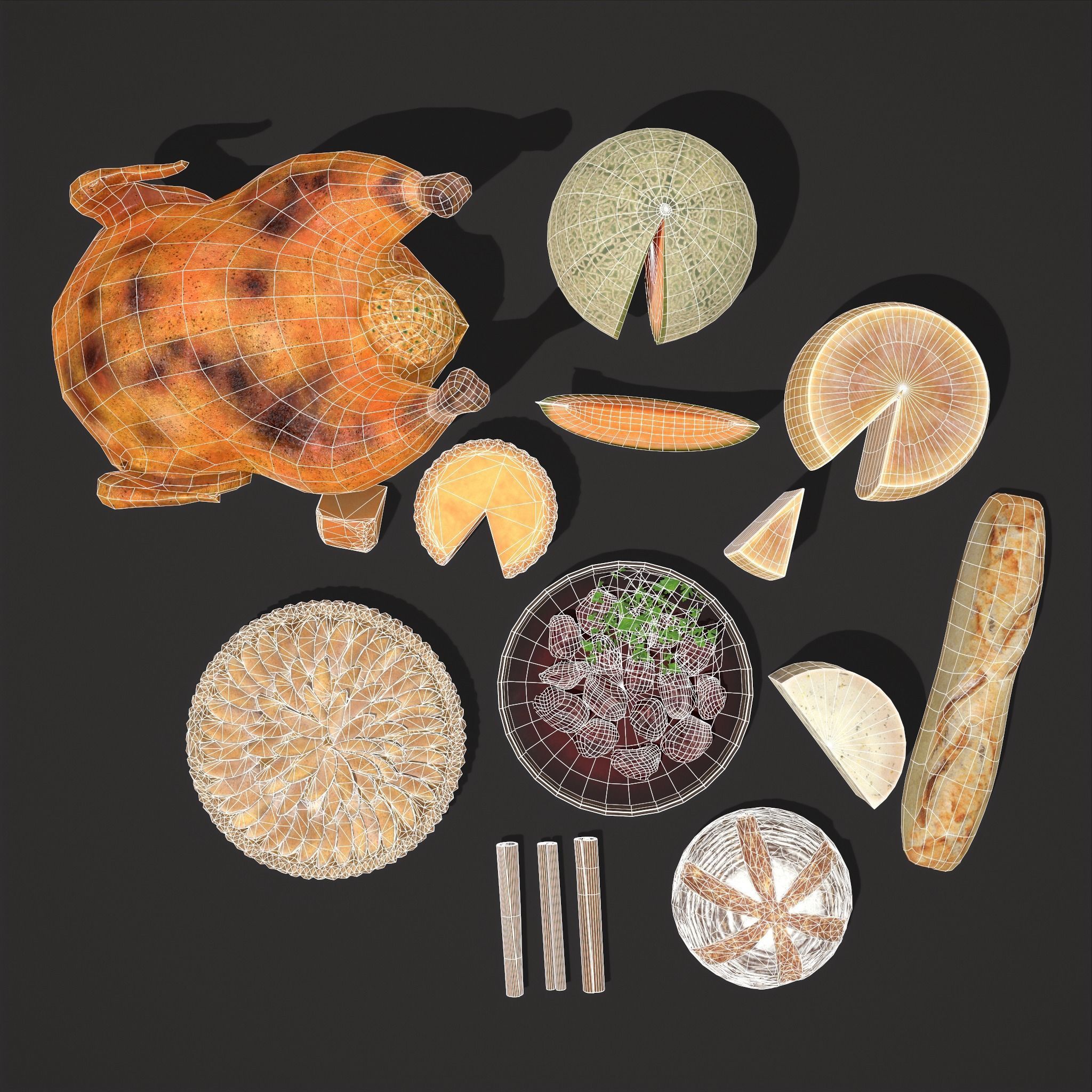 Medieval Foods Mix Two 3D Model Collection_4