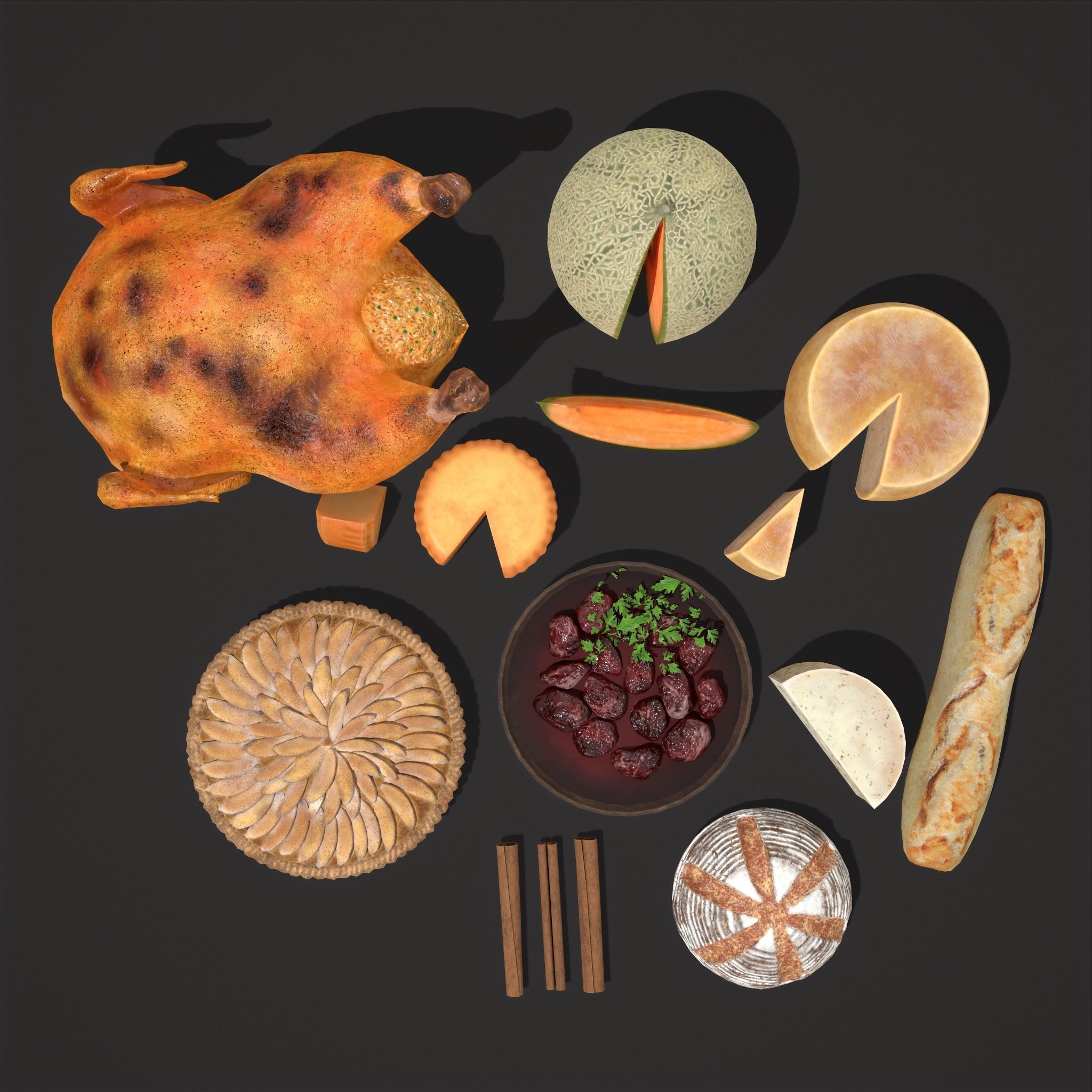 Medieval Foods Mix Two 3D Model Collection_3