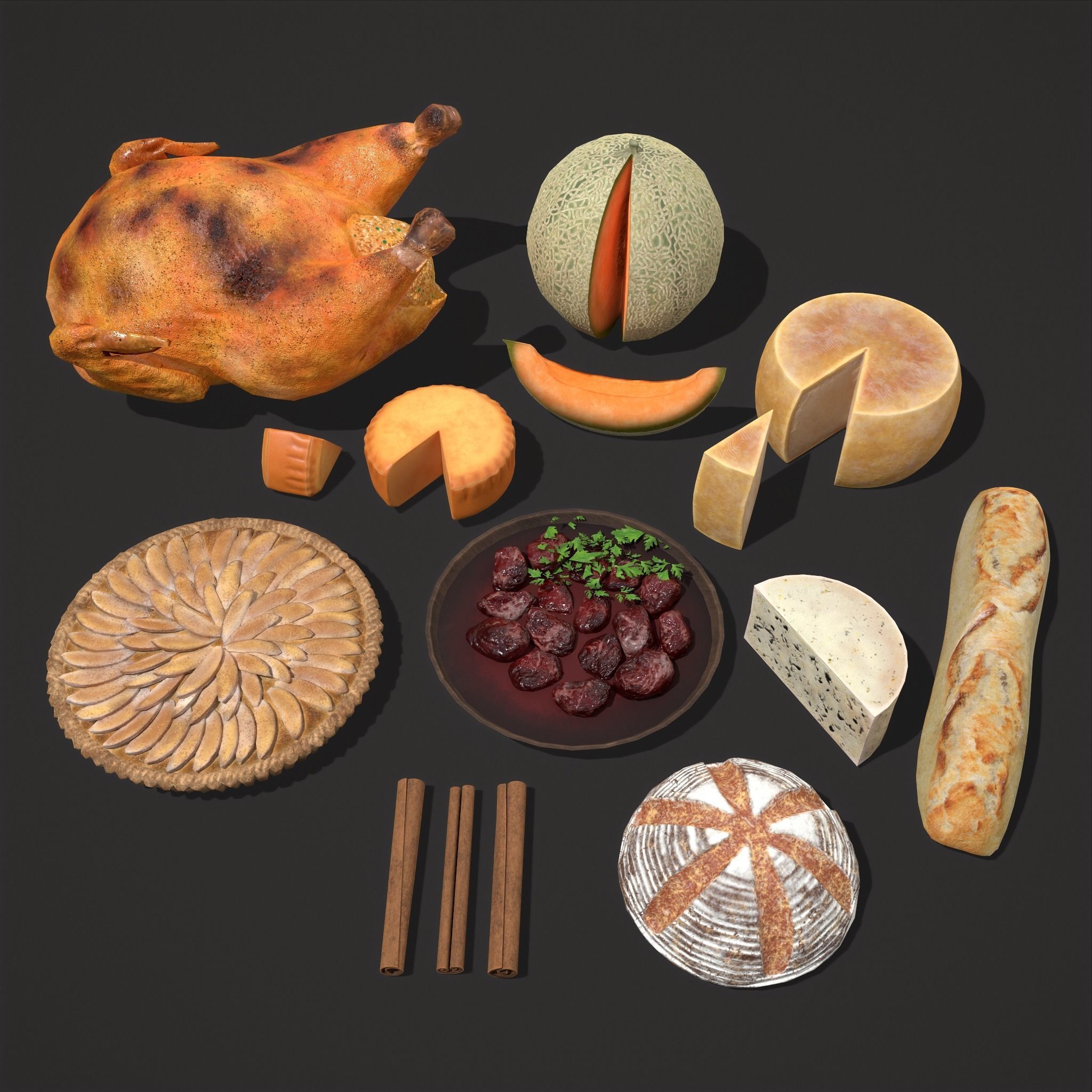 Medieval Foods Mix Two 3D Model Collection_13
