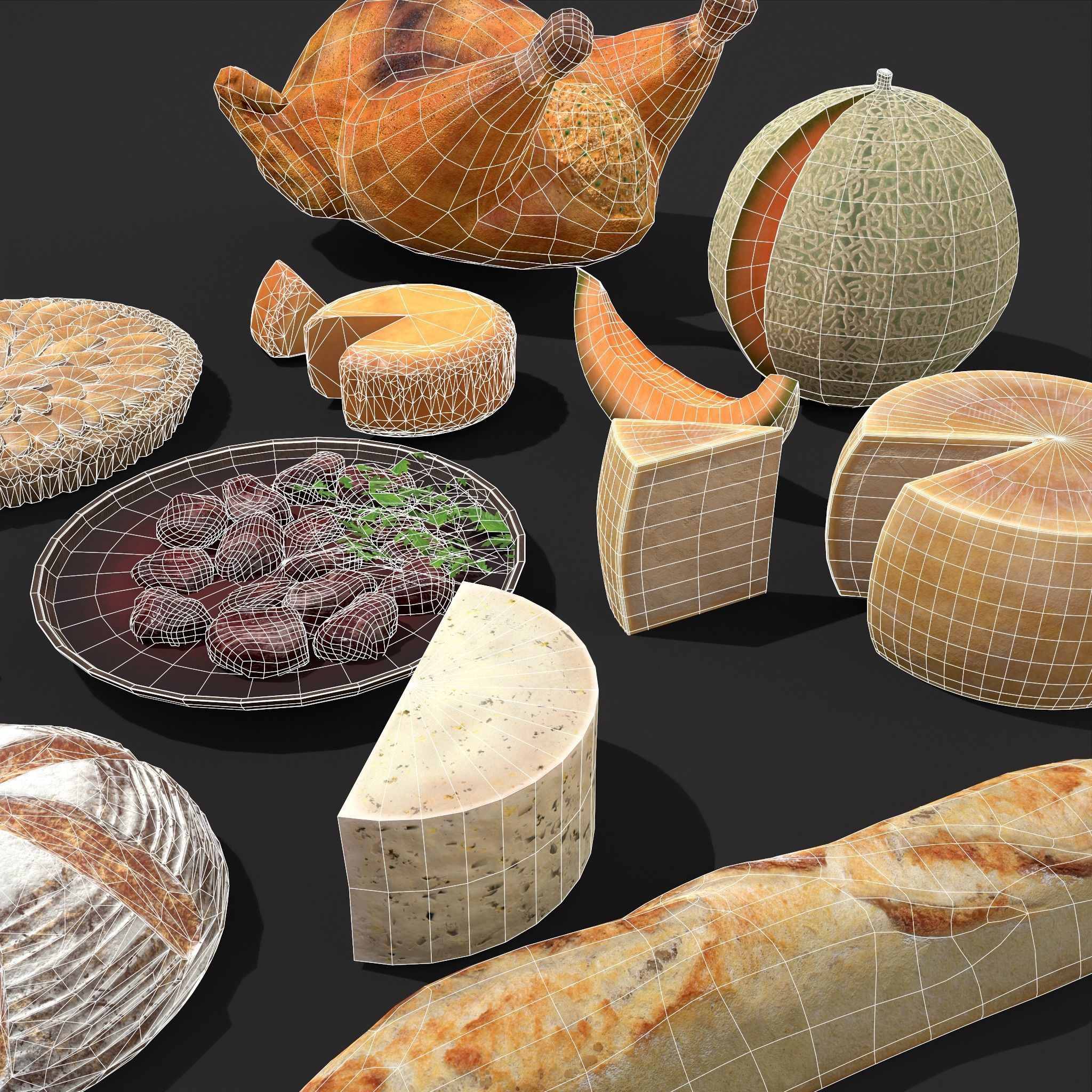 Medieval Foods Mix Two 3D Model Collection_10
