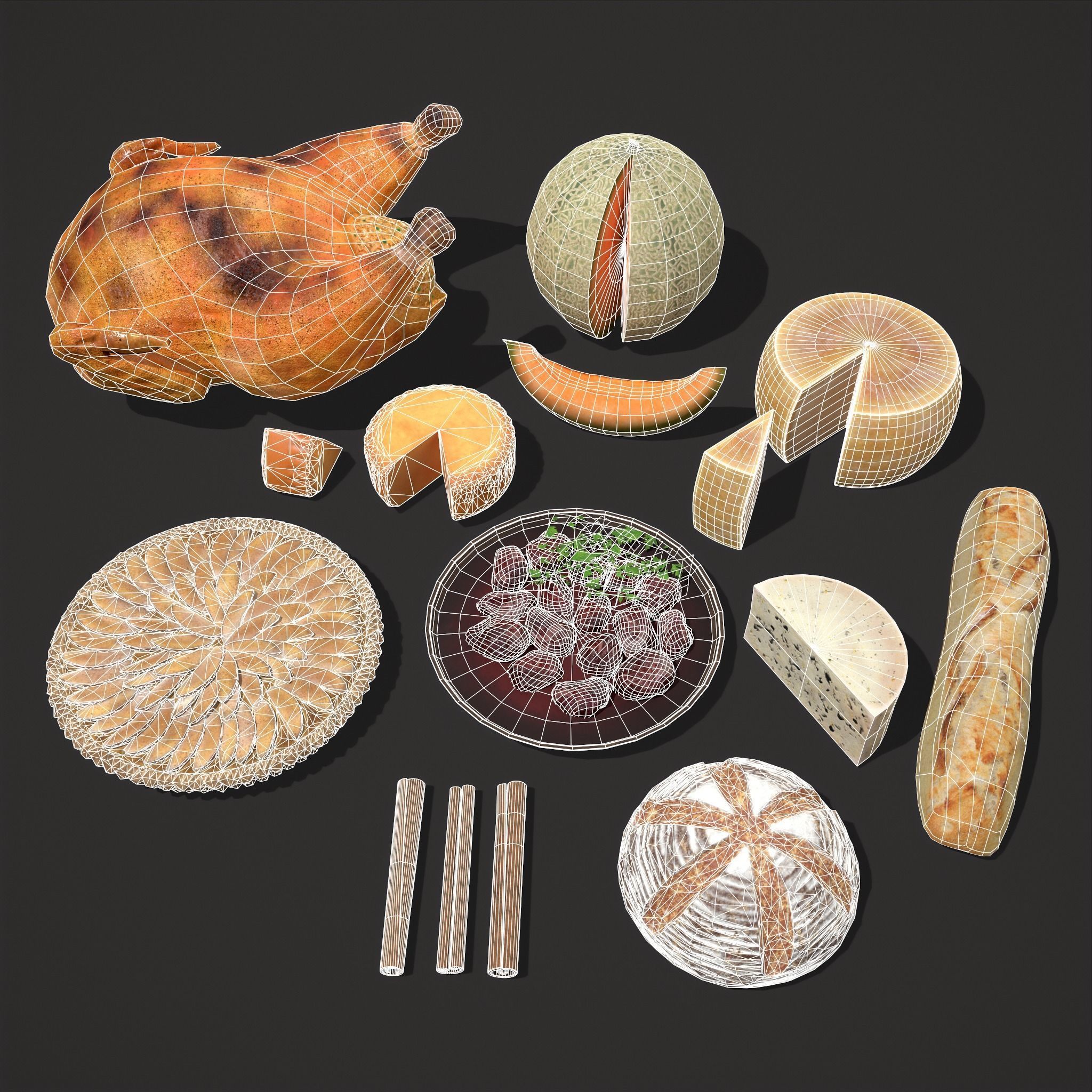 Medieval Foods Mix Two 3D Model Collection_2