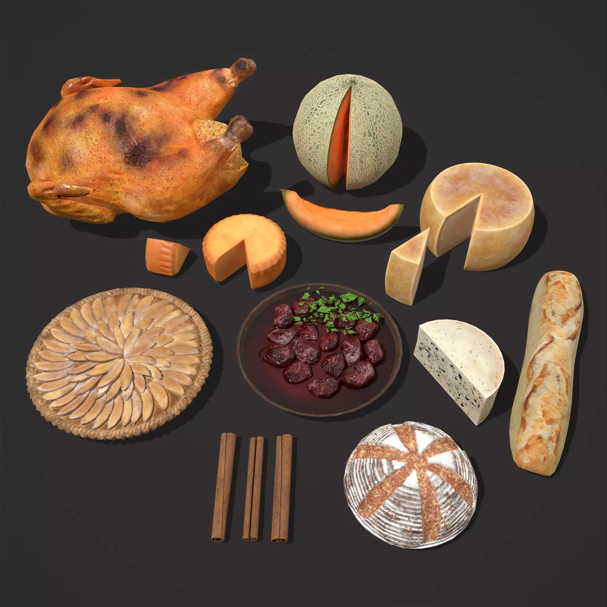 Medieval Foods Mix Two 3D Model Collection_0