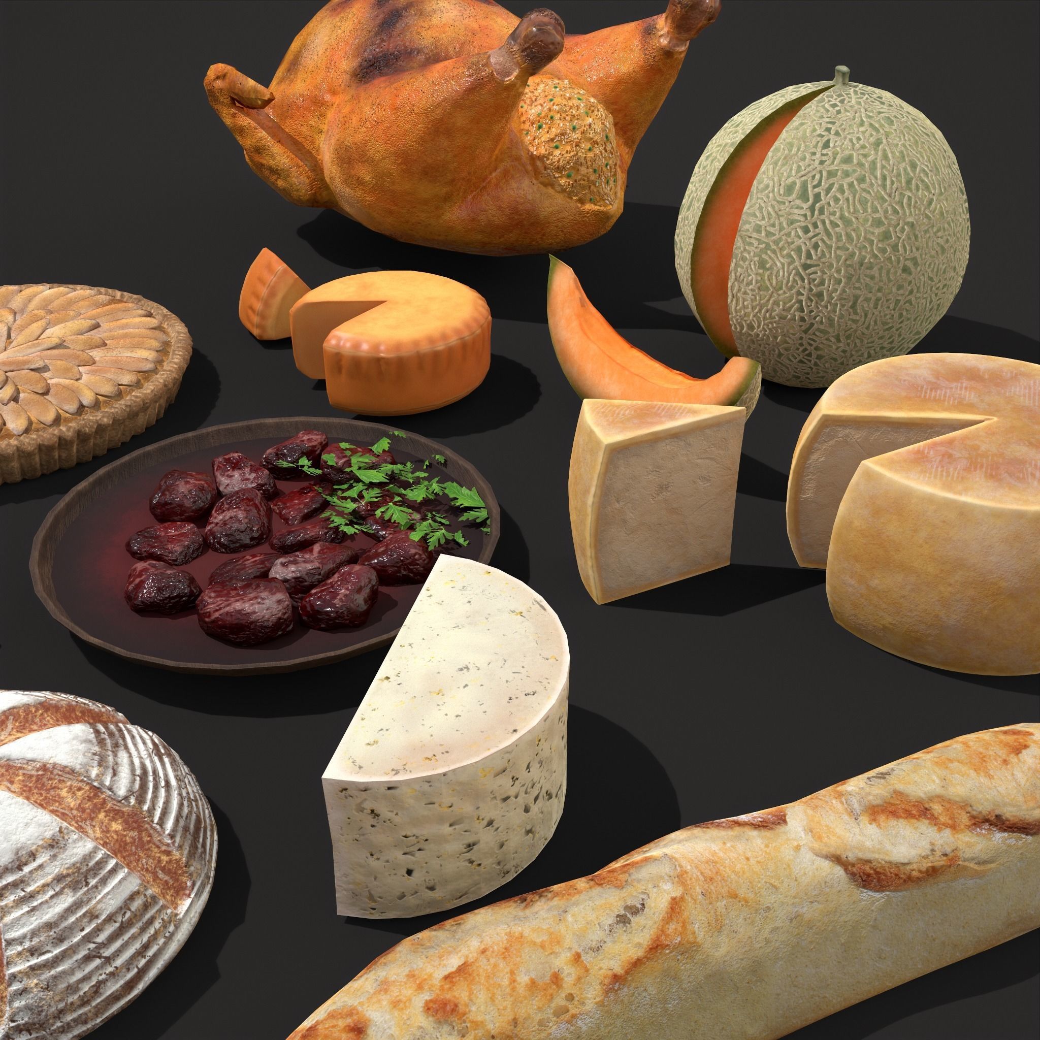 Medieval Foods Mix Two 3D Model Collection_9
