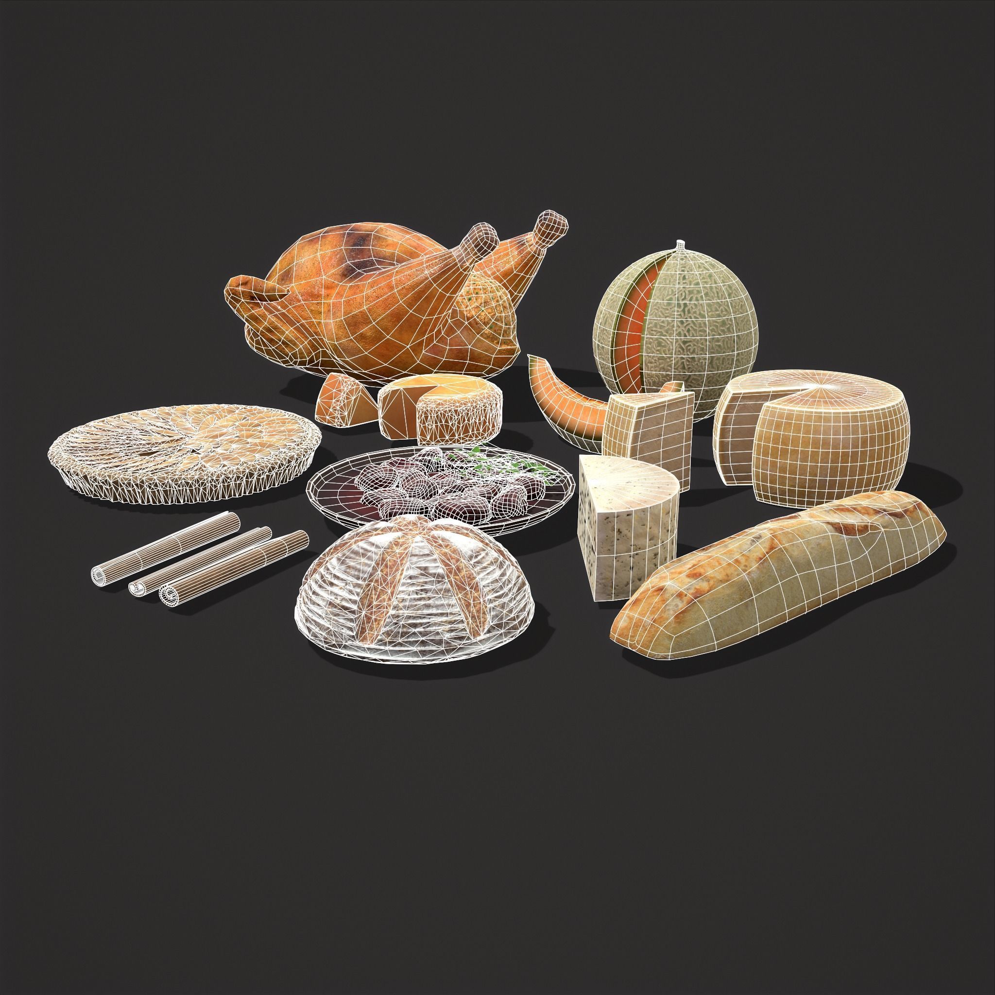 Medieval Foods Mix Two 3D Model Collection_6