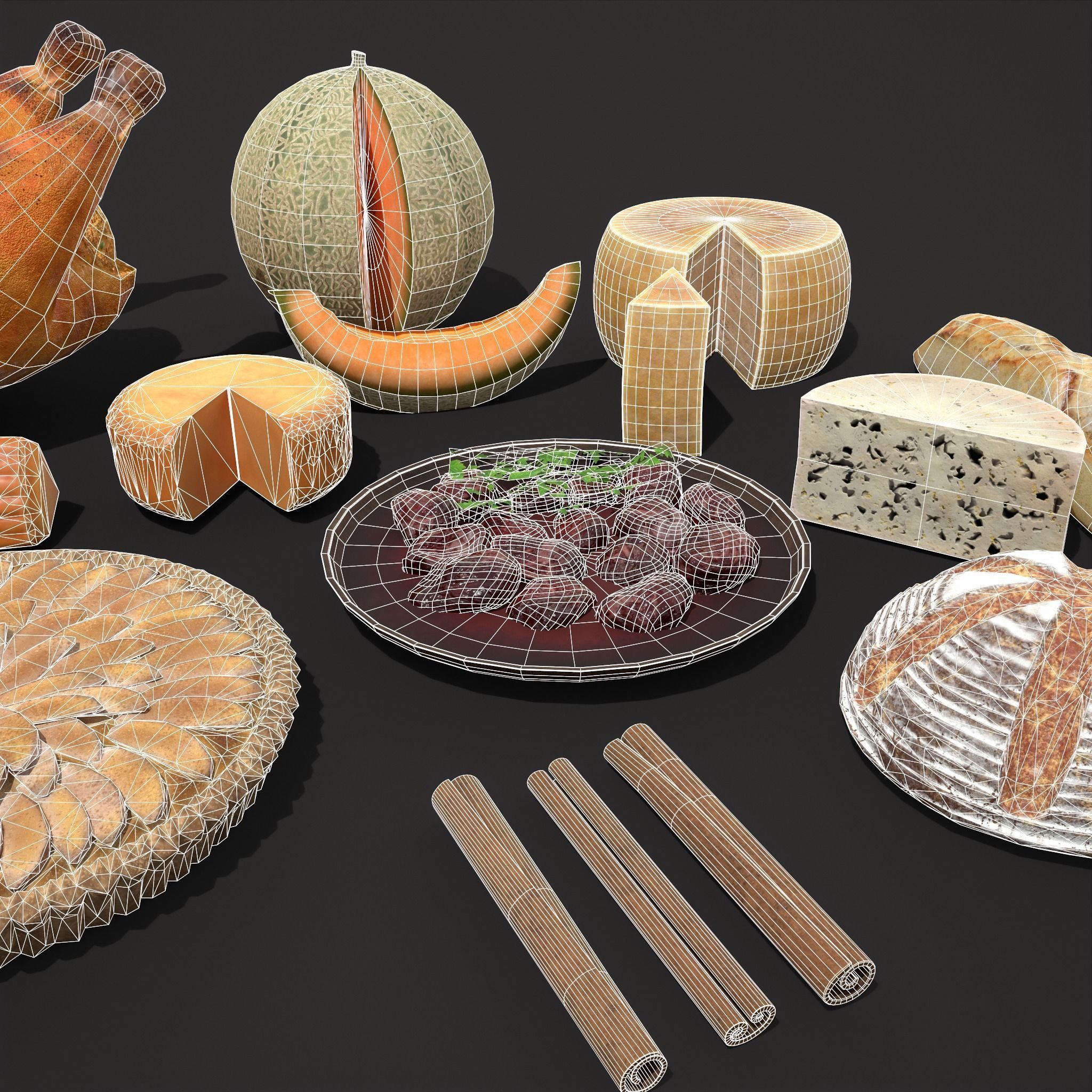 Medieval Foods Mix Two 3D Model Collection_12