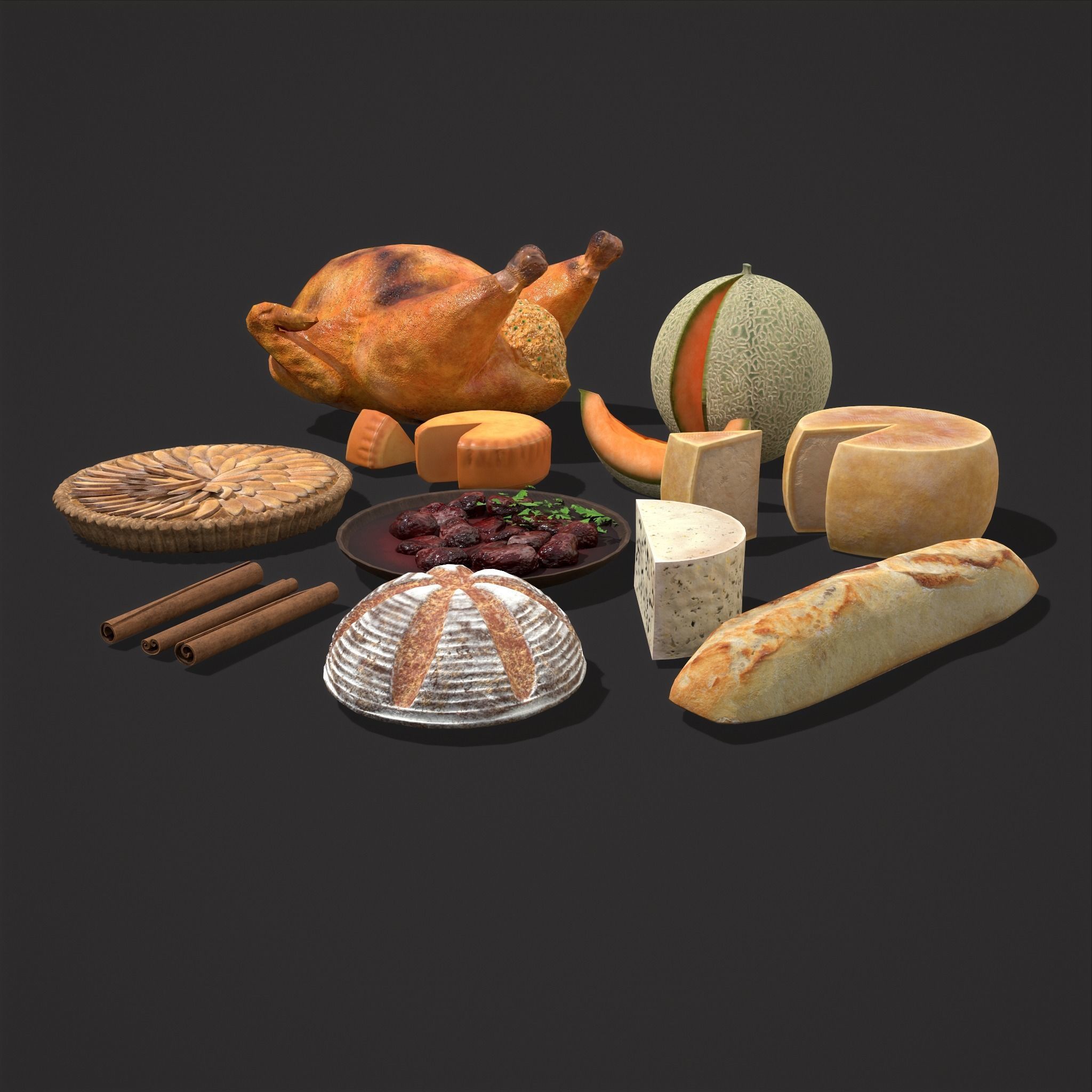 Medieval Foods Mix Two 3D Model Collection_5