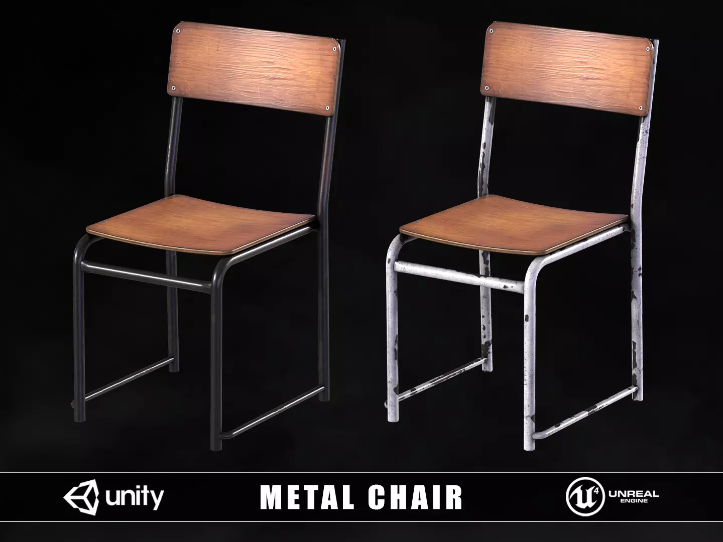 Metal Chair Low-poly 3D model