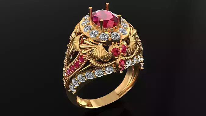 Women Ring 83 low weight antique style cluster ring for women