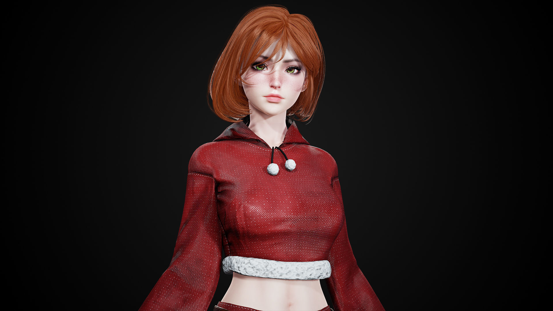 New Year Girls - Game Ready Low-poly 3D model_6