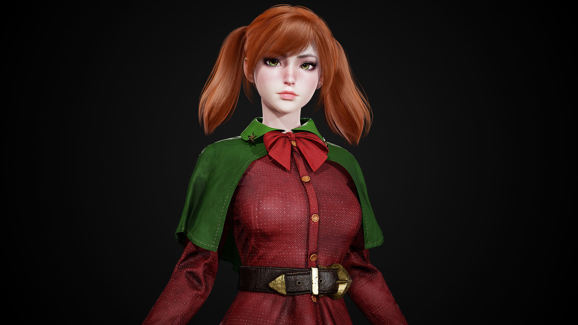 New Year Girls - Game Ready Low-poly 3D model_9