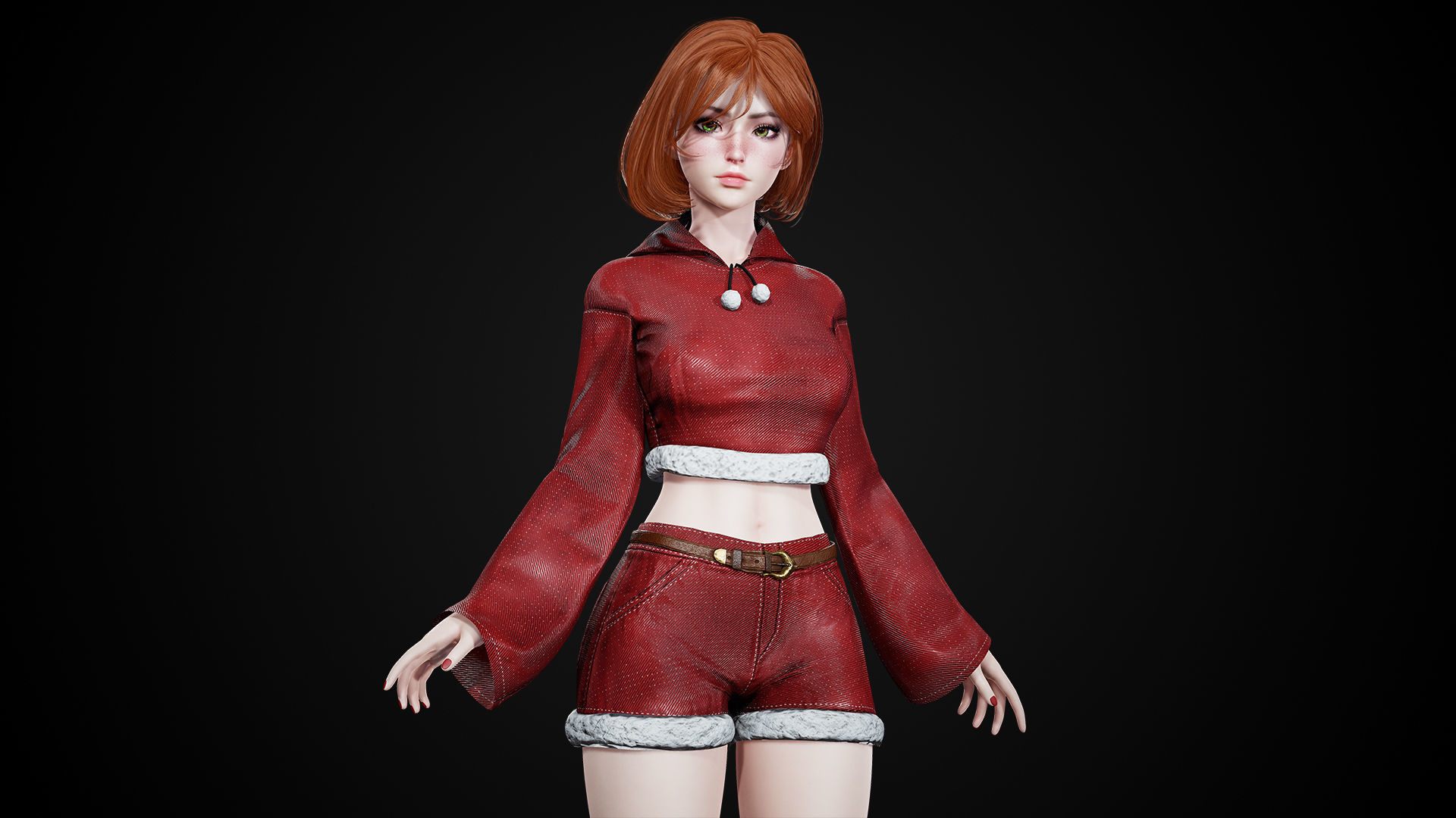 New Year Girls - Game Ready Low-poly 3D model_7