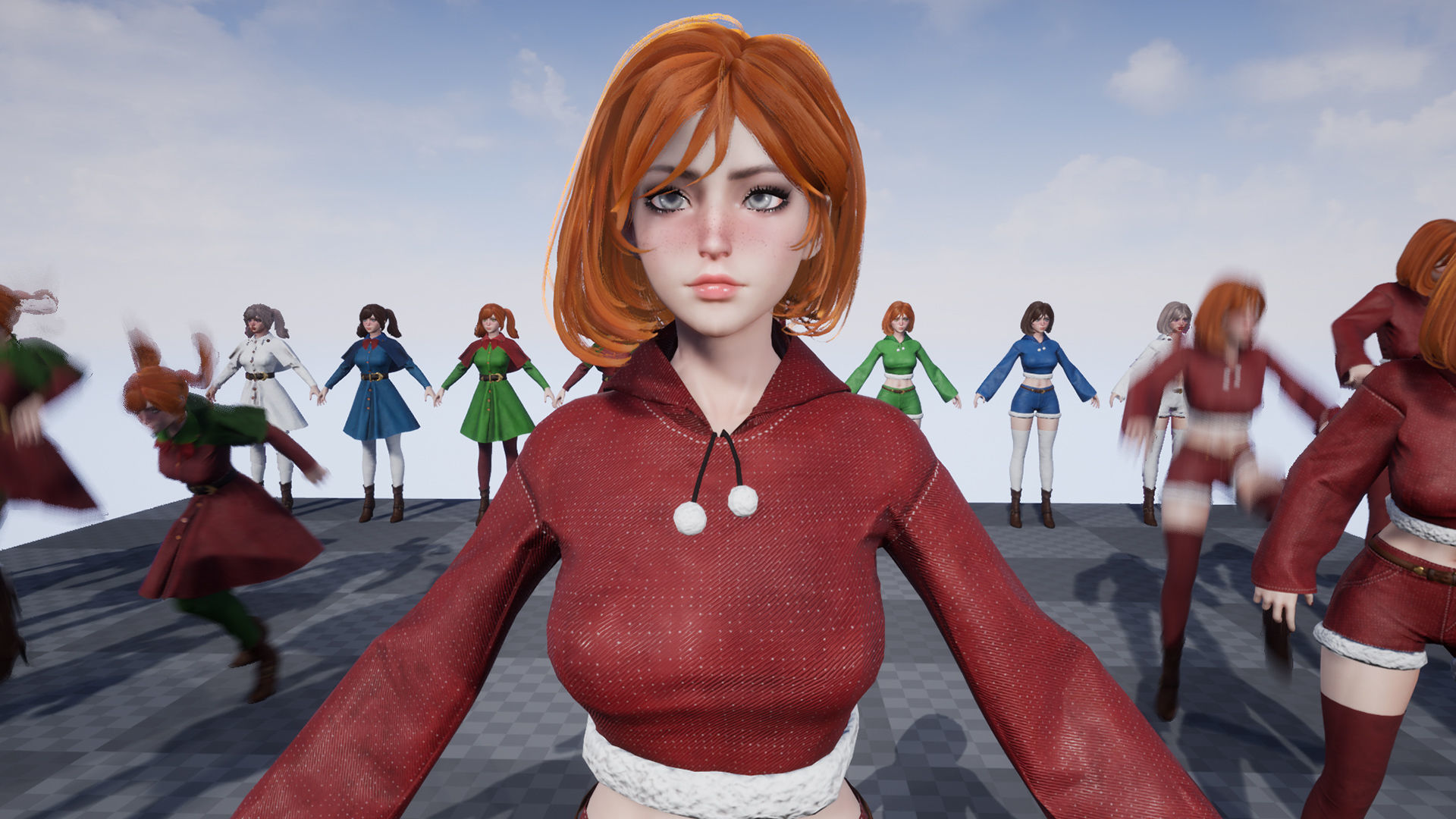 New Year Girls - Game Ready Low-poly 3D model_31