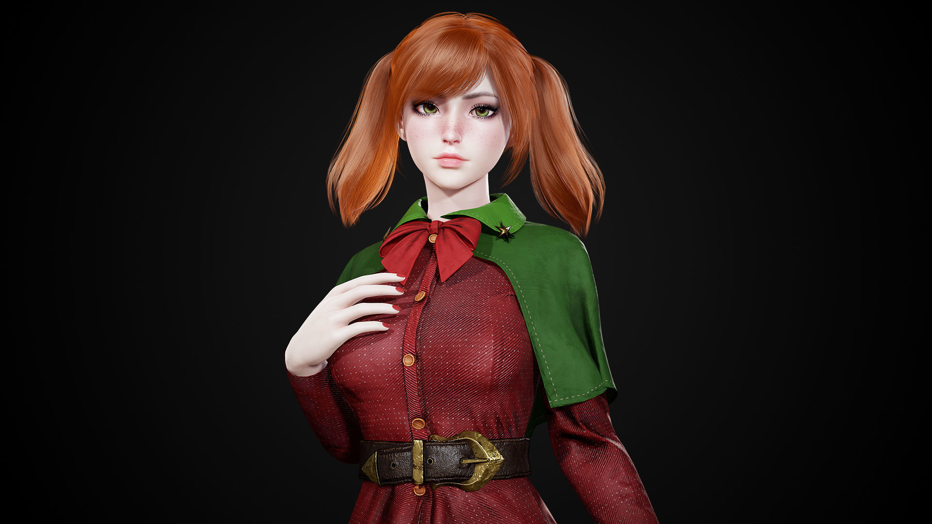 New Year Girls - Game Ready Low-poly 3D model_11
