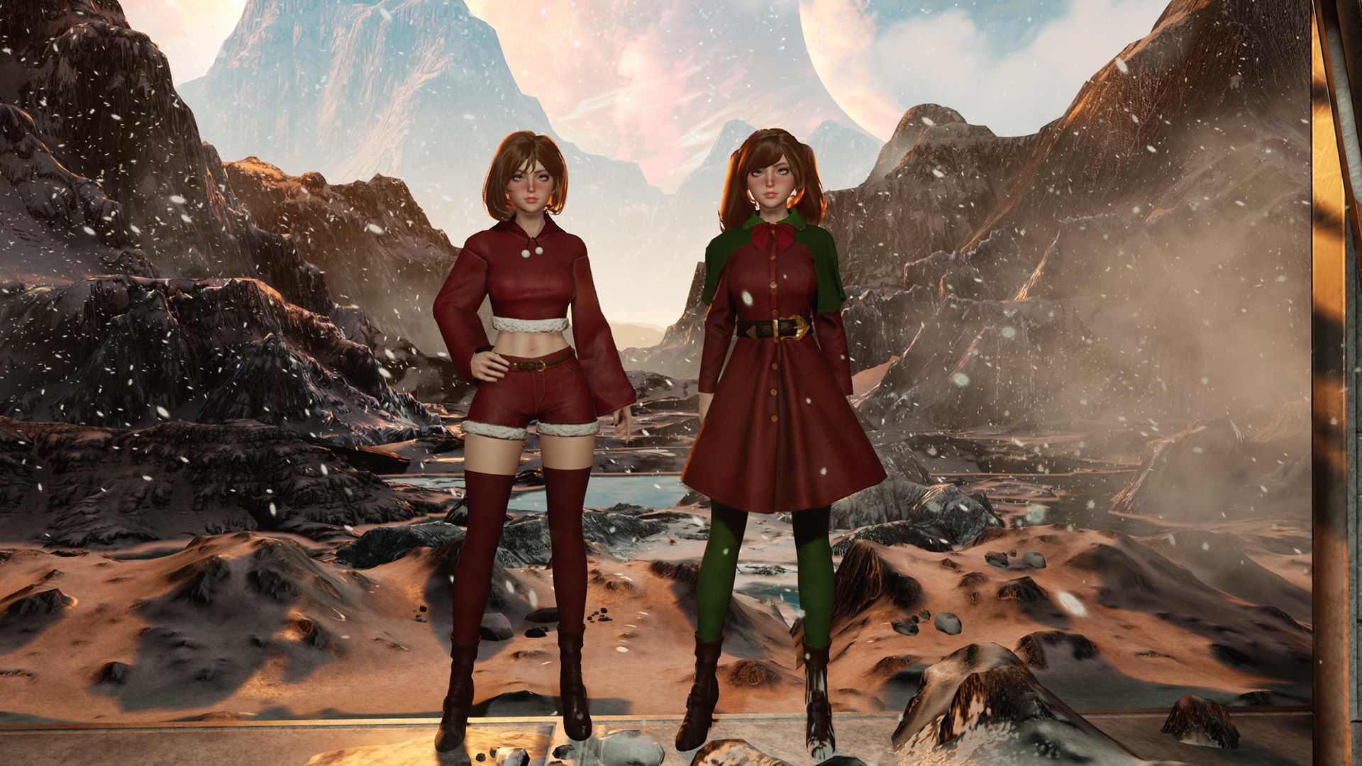 New Year Girls - Game Ready Low-poly 3D model_16