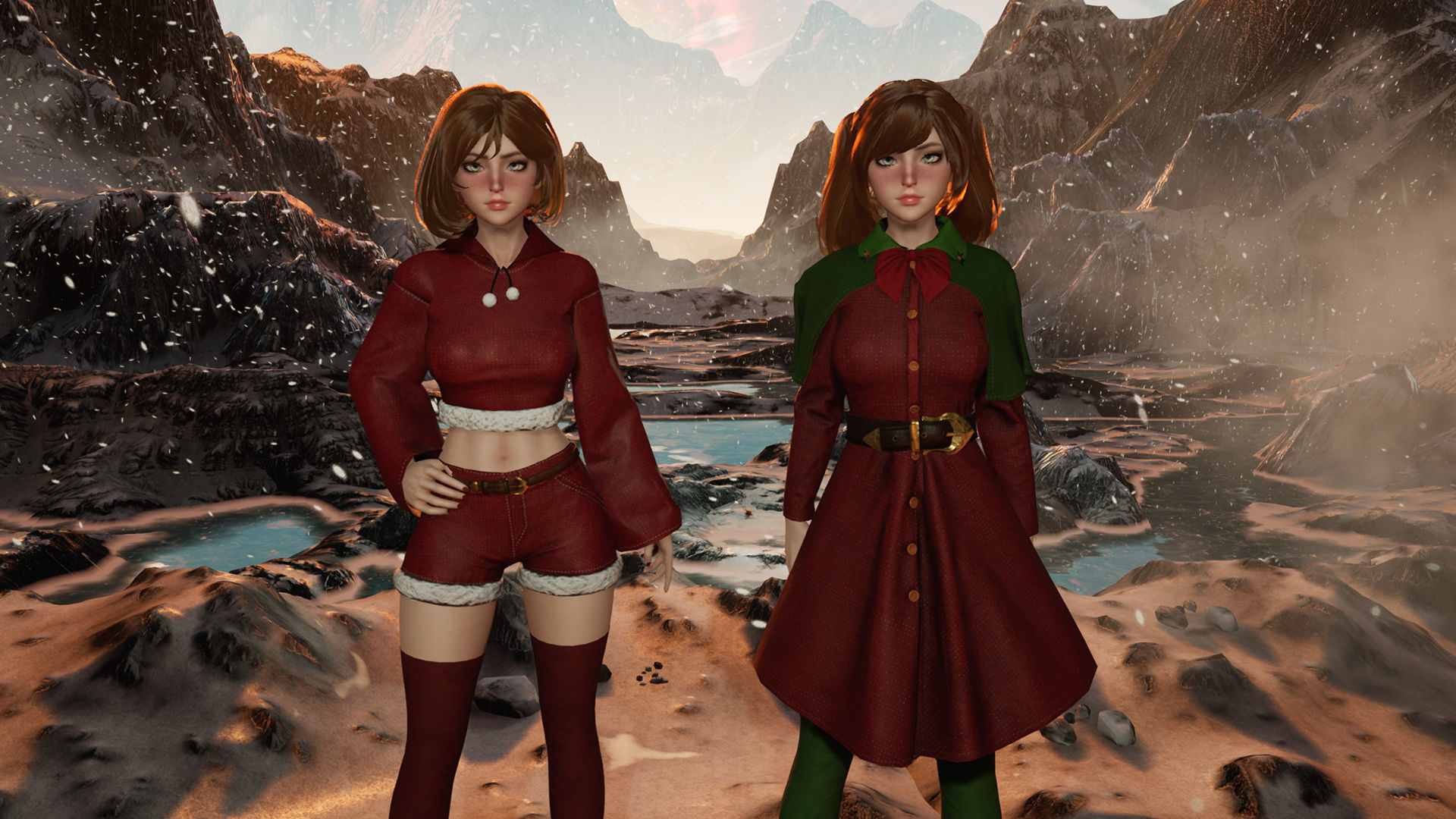 New Year Girls - Game Ready Low-poly 3D model_20