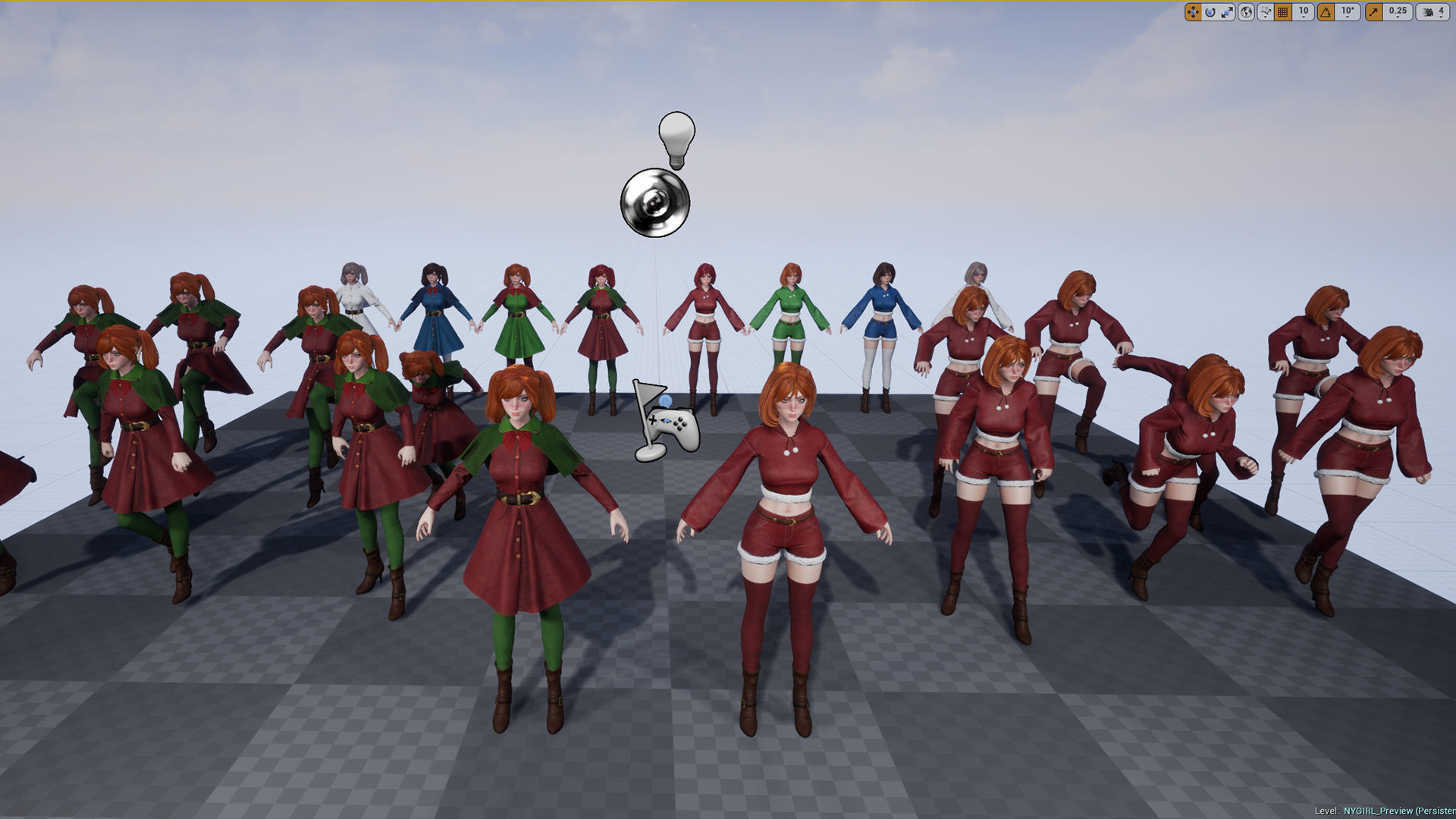 New Year Girls - Game Ready Low-poly 3D model_33