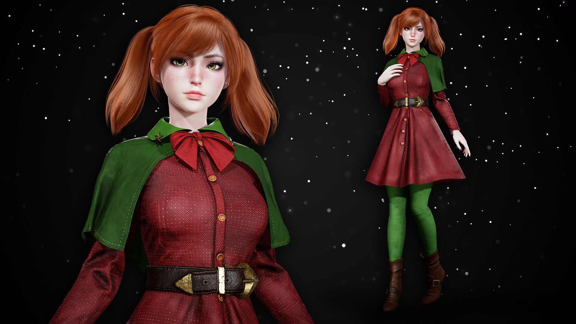 New Year Girls - Game Ready Low-poly 3D model_34