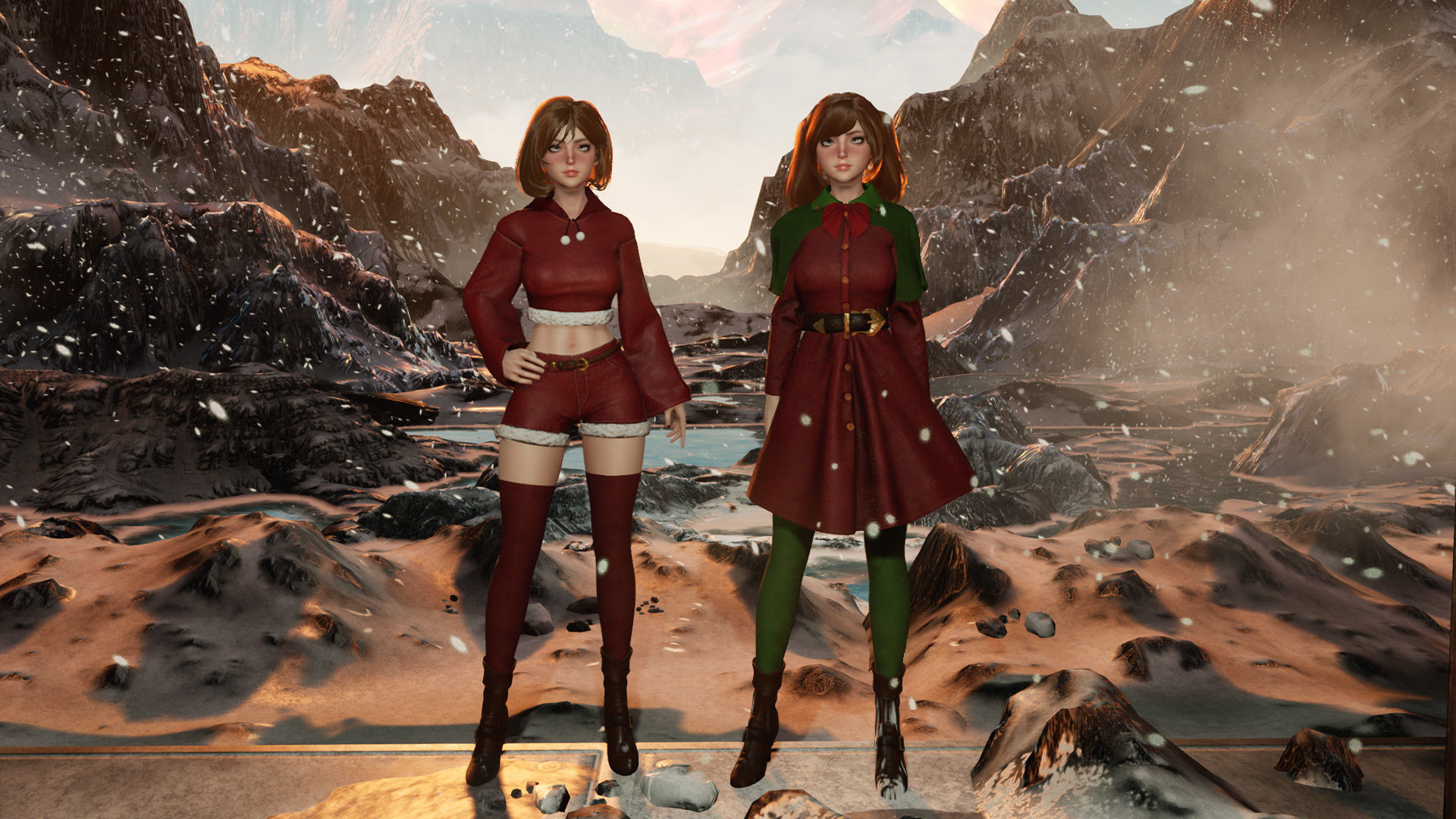 New Year Girls - Game Ready Low-poly 3D model_21