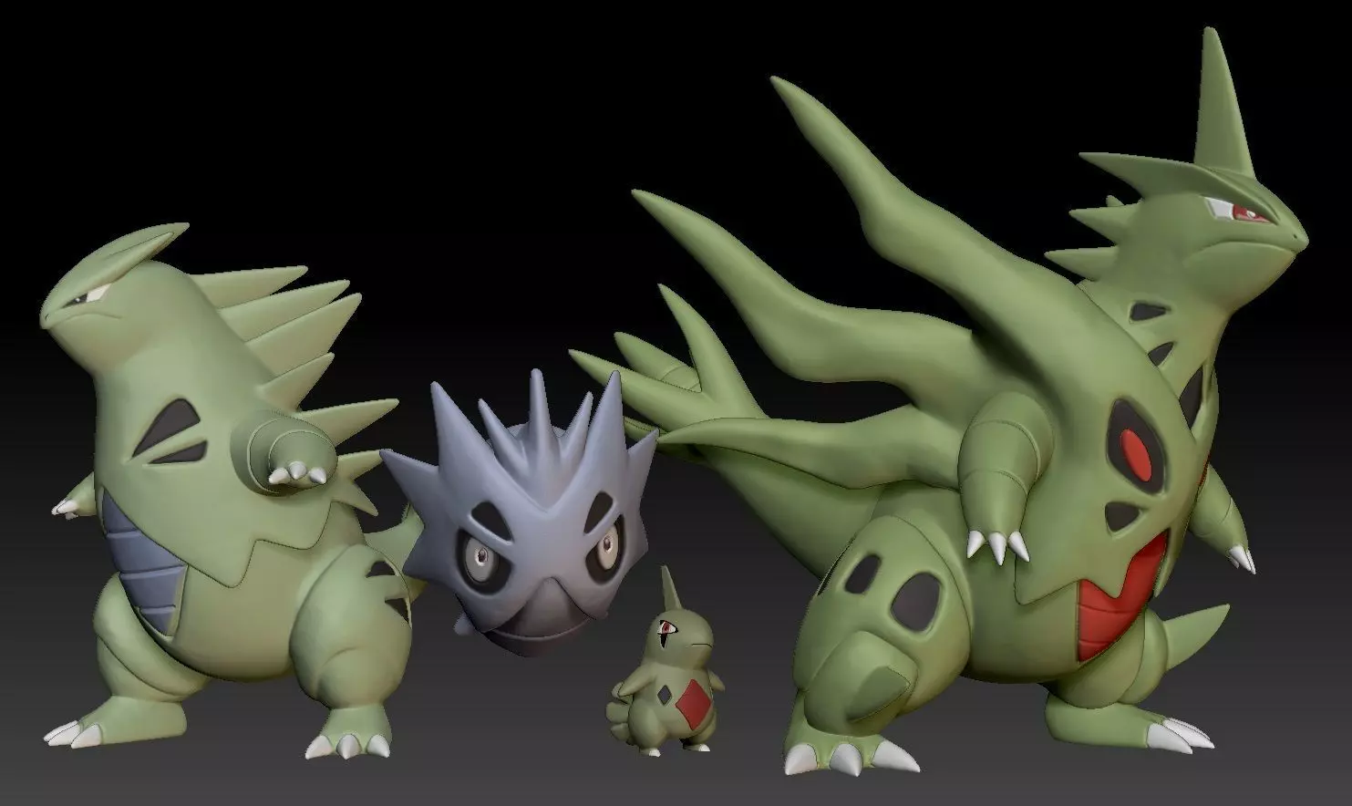 Pokemon Larvitar Pupitar Tyranitar Mega Evolution 3D print model_0