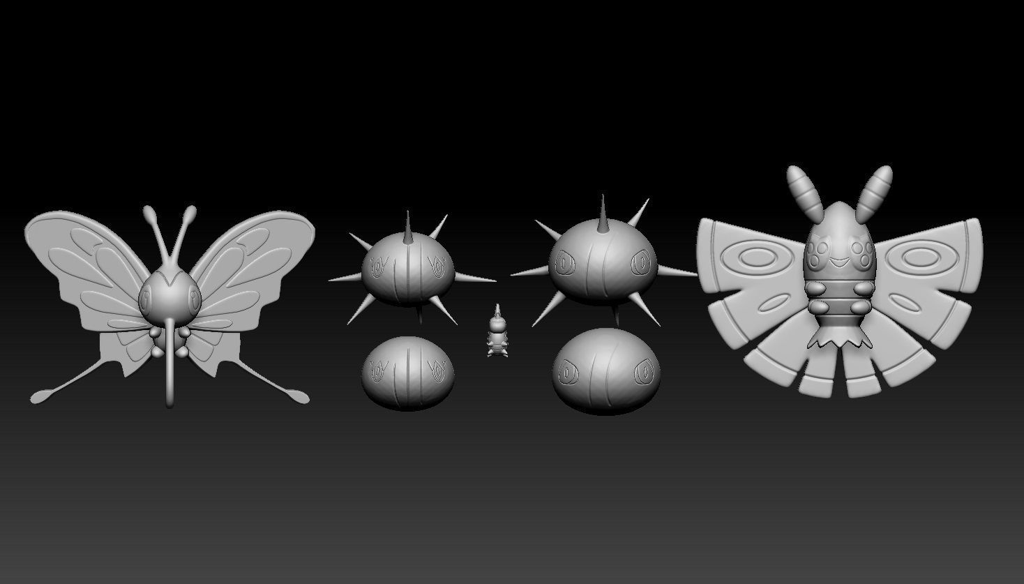 Pokemon Wurmple Cascoon Silcoon Beautifly Dustox 3D print model_1