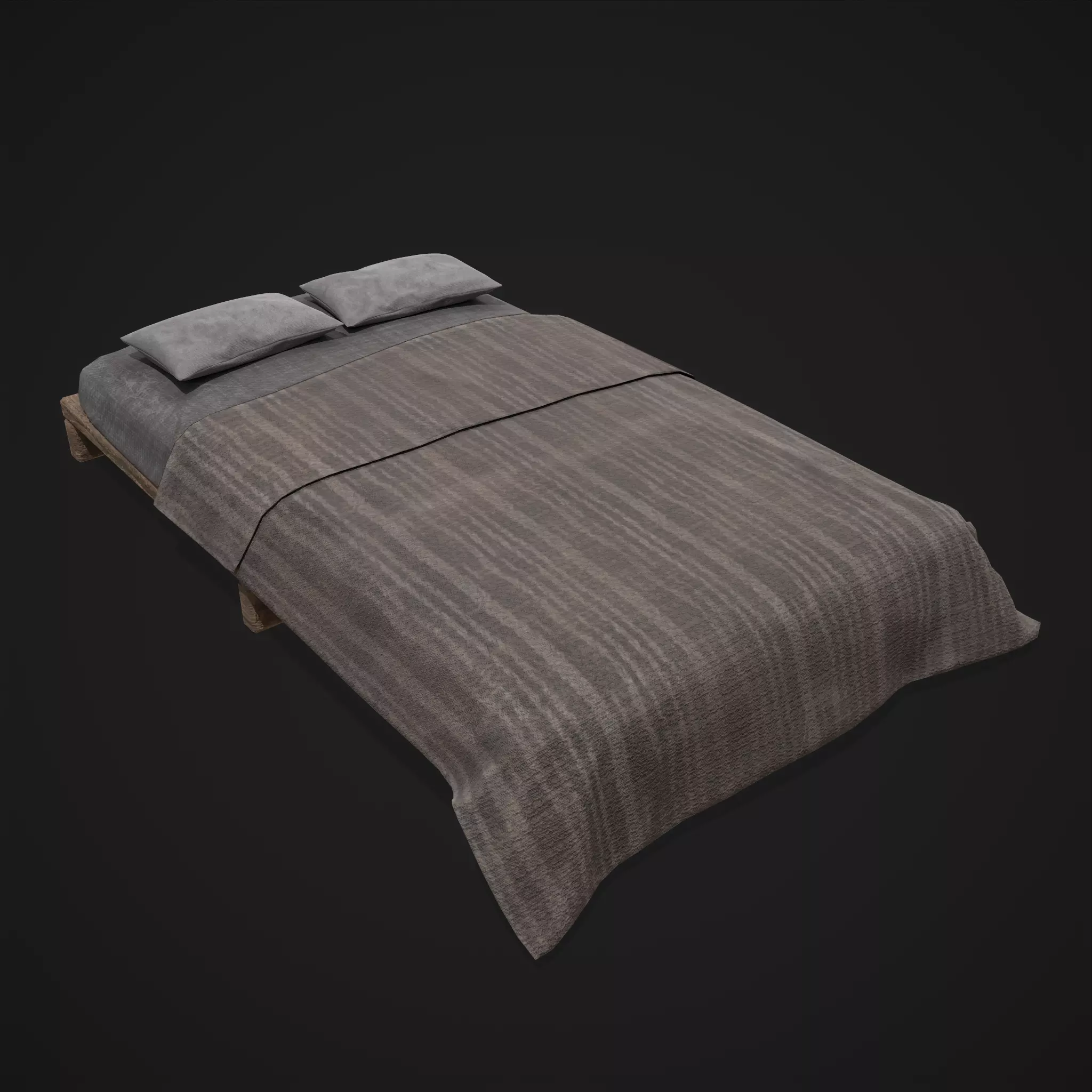 Viking Home Floor Bed Low-poly 3D model