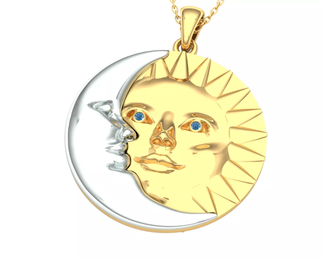 sun and moon necklace 3D model
