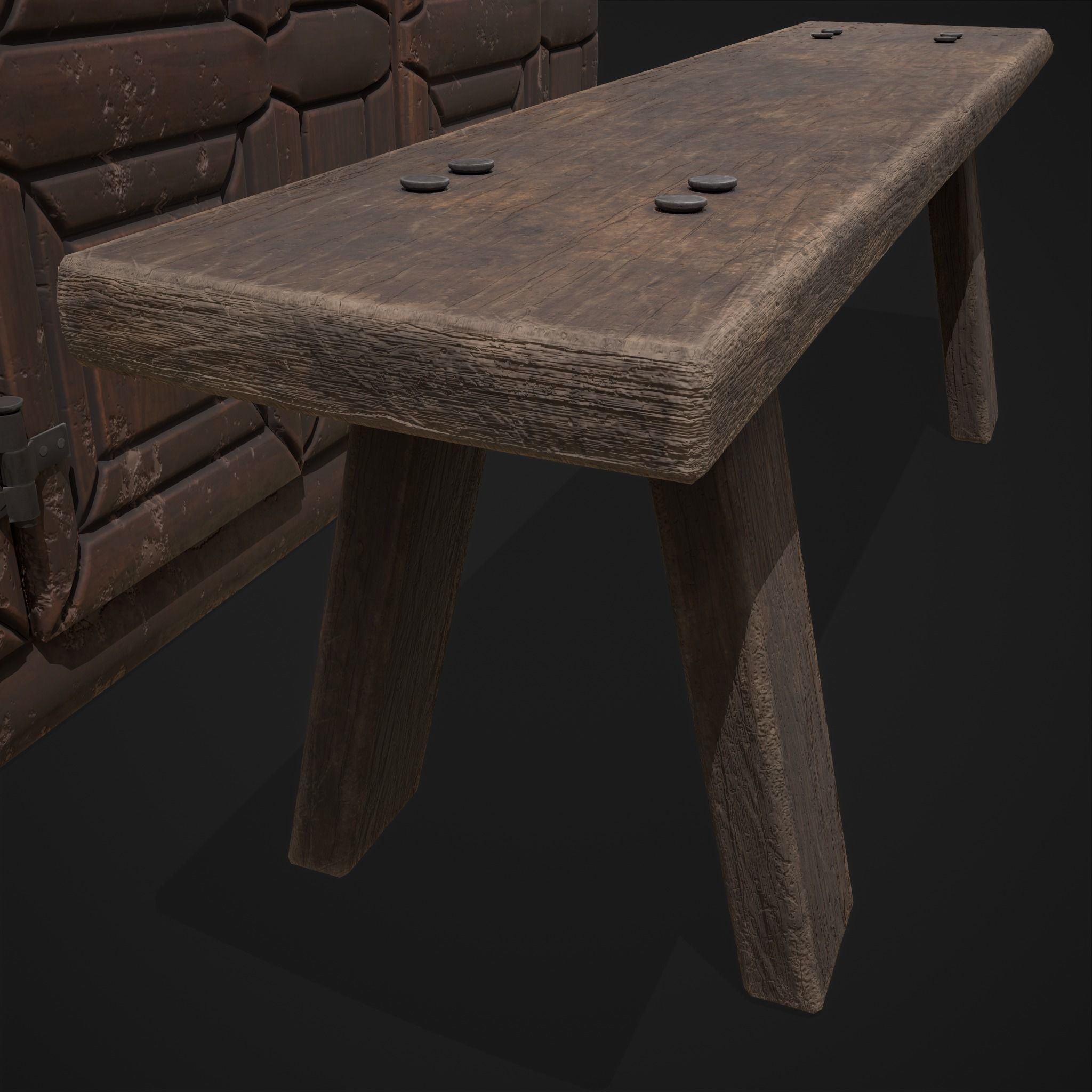 Viking Shelf Bench Low-poly 3D model_19