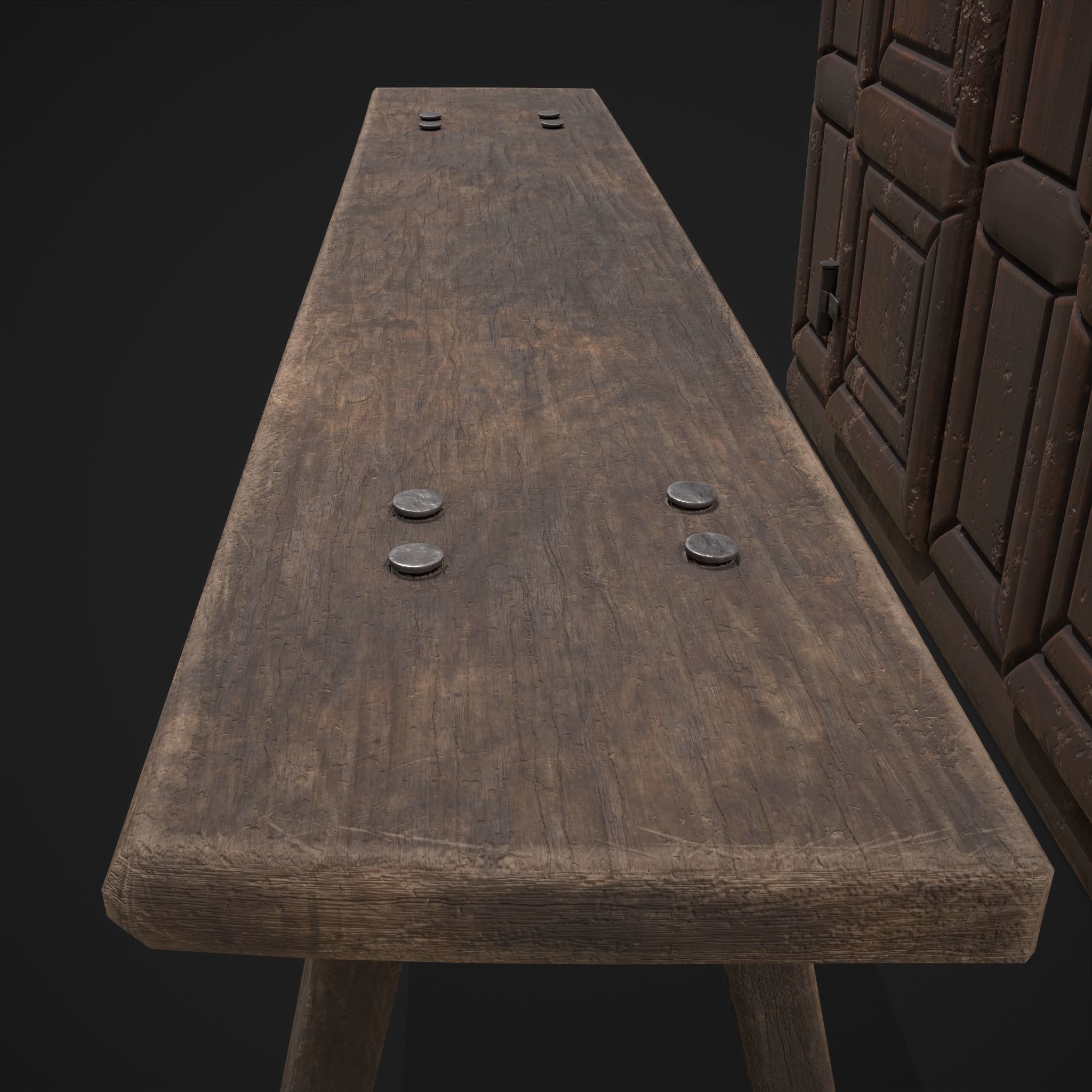 Viking Shelf Bench Low-poly 3D model_31