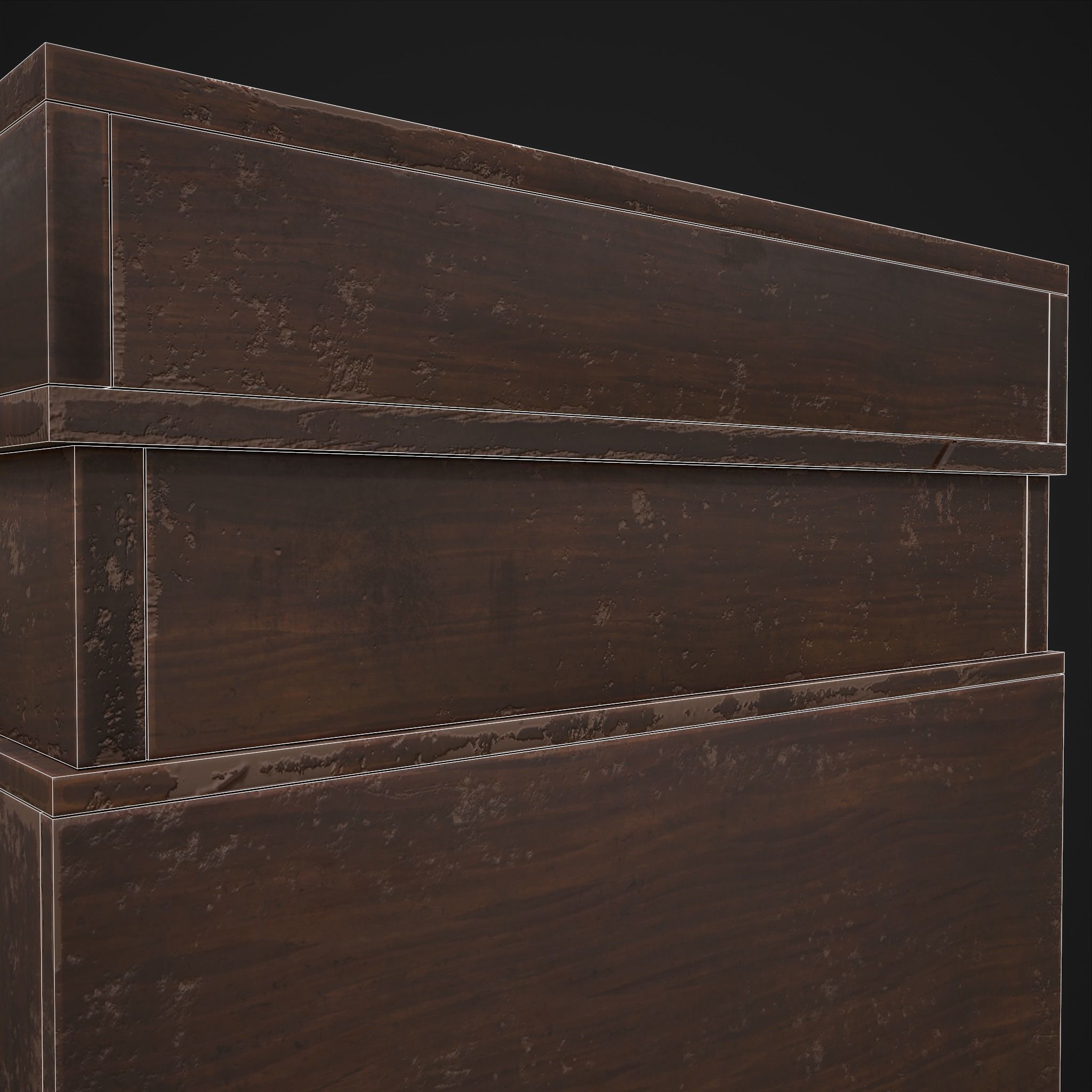 Viking Shelf Bench Low-poly 3D model_16