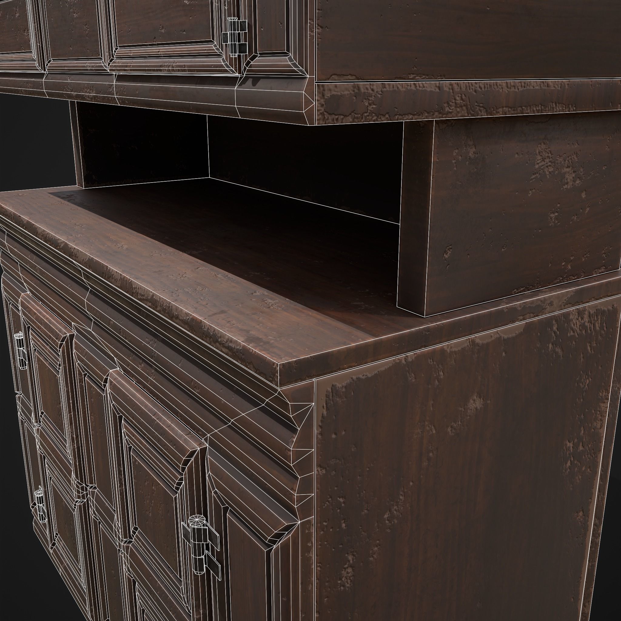 Viking Shelf Bench Low-poly 3D model_14