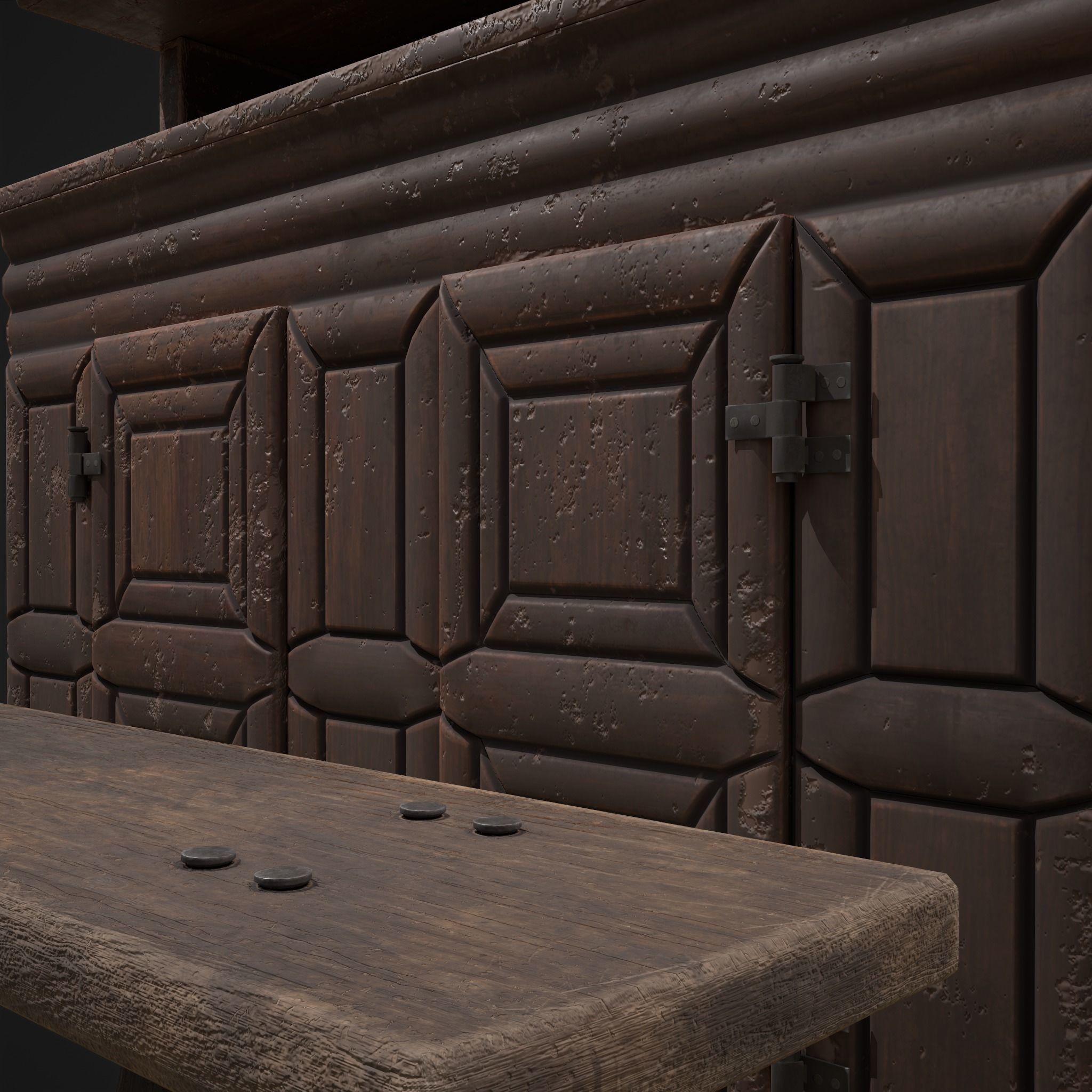 Viking Shelf Bench Low-poly 3D model_17