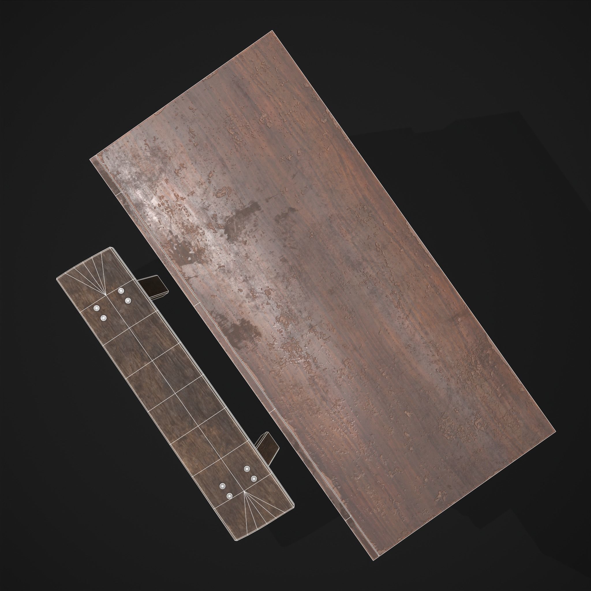 Viking Shelf Bench Low-poly 3D model_12