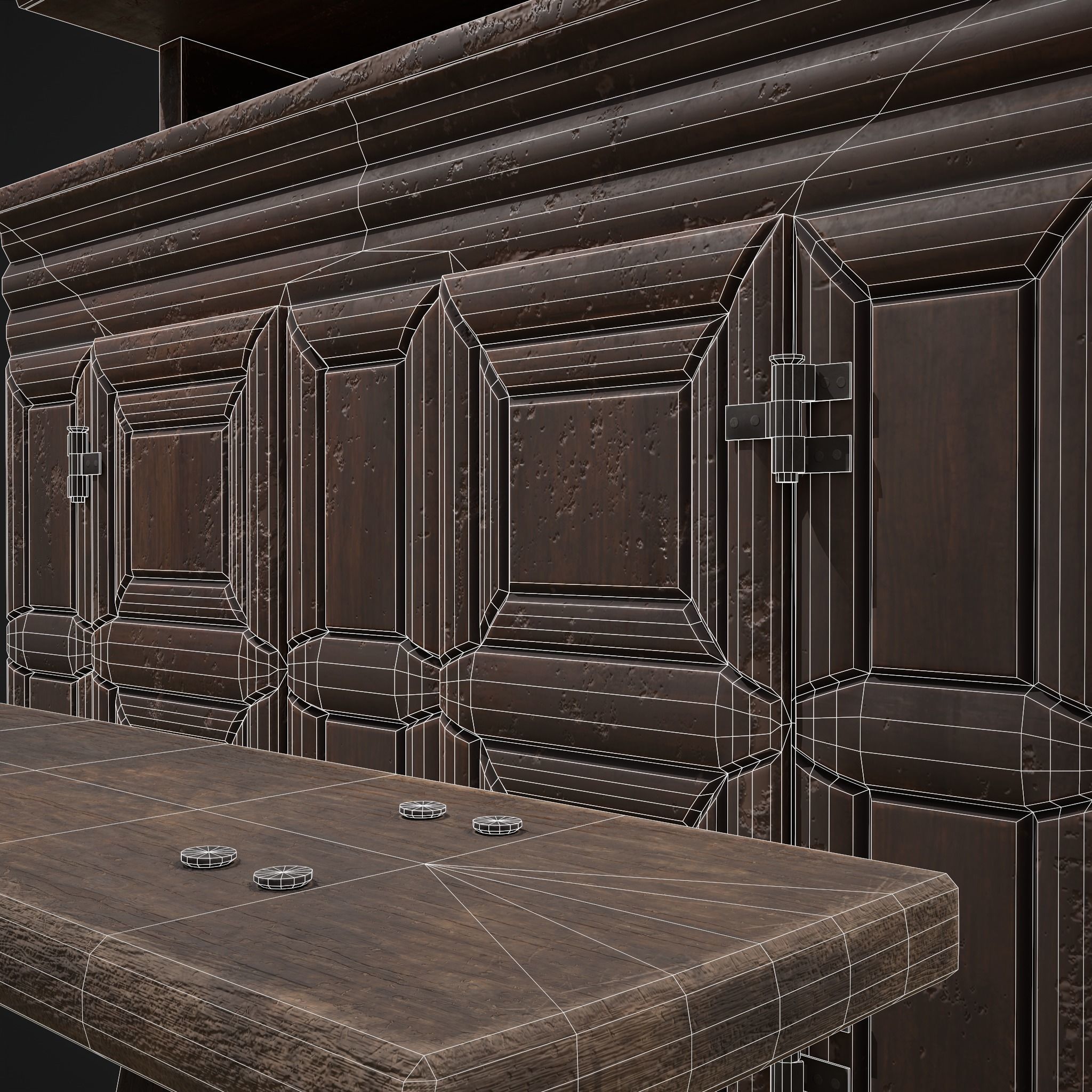 Viking Shelf Bench Low-poly 3D model_18