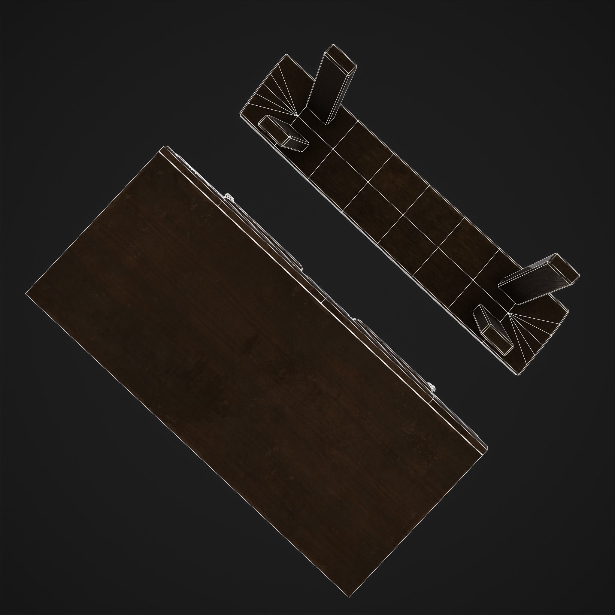 Viking Shelf Bench Low-poly 3D model_34