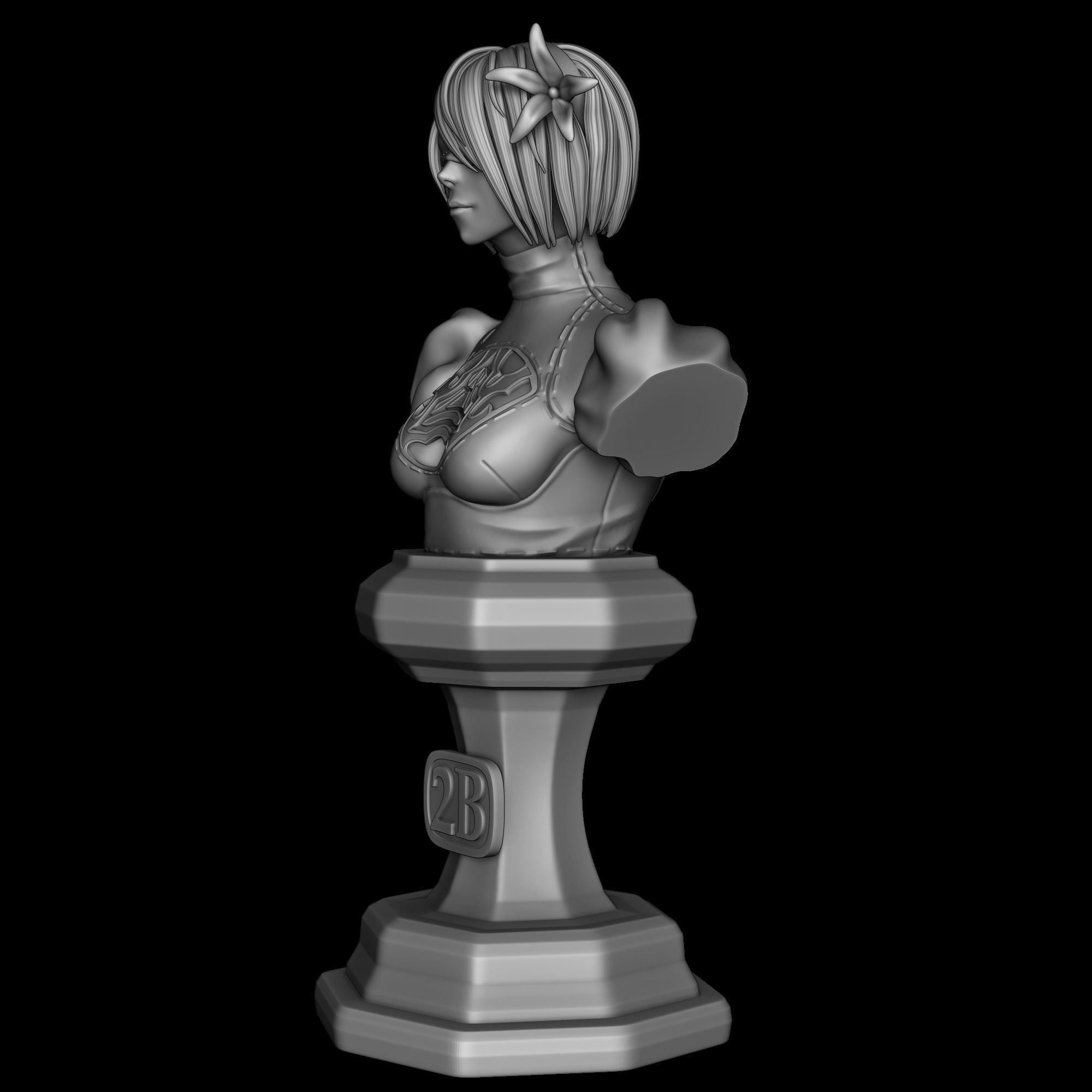 2B bust - Nier Automata 3D print model_13